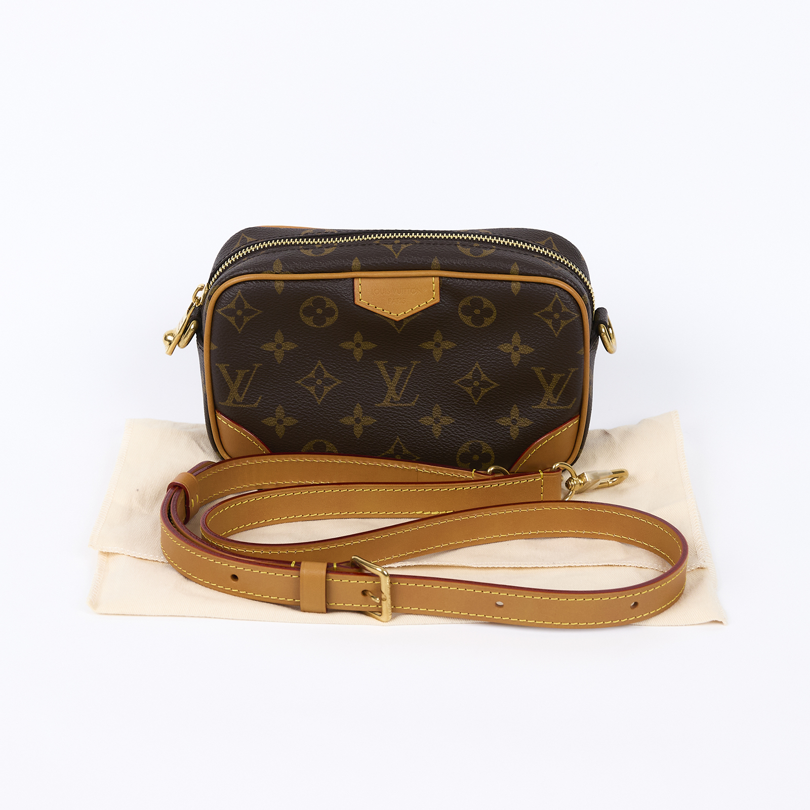 路易威登 LOUIS VUITTON Trocadéro 可穿戴式錢包 斜背包 M14058 晶片款 棕原花Trocadéro系列相機包 防塵袋