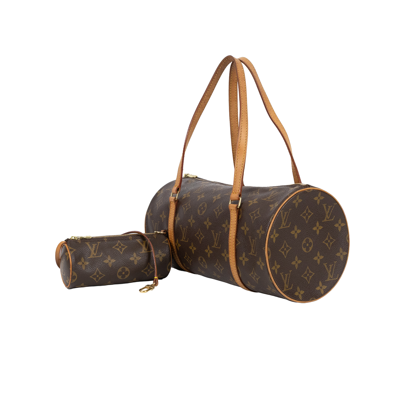 路易威登 LOUIS VUITTON Papillon 30原花 圓筒手提包 M51385 棕原花圓筒子母包 內袋