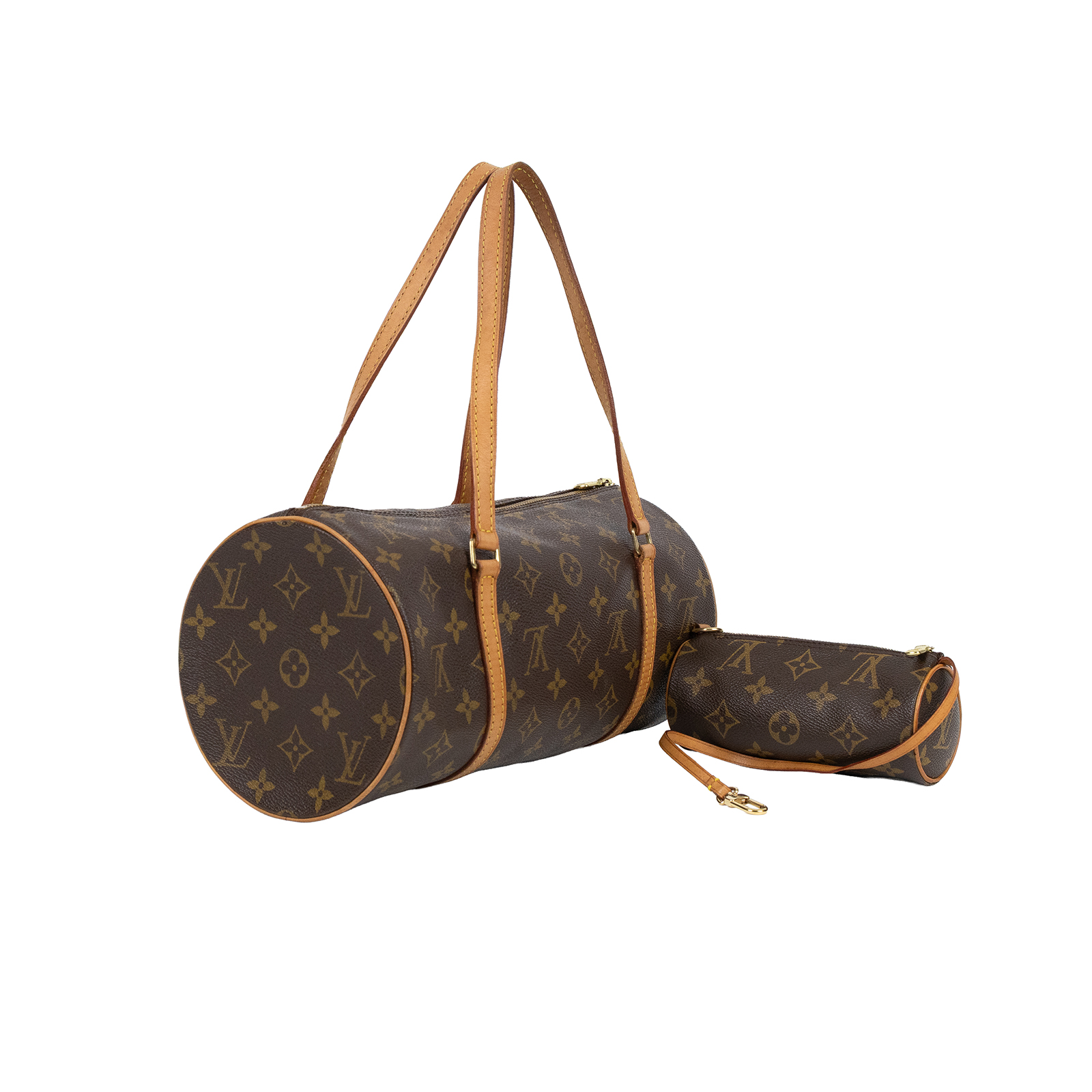 路易威登 LOUIS VUITTON Papillon 30原花 圓筒手提包 M51385 棕原花圓筒子母包 內袋