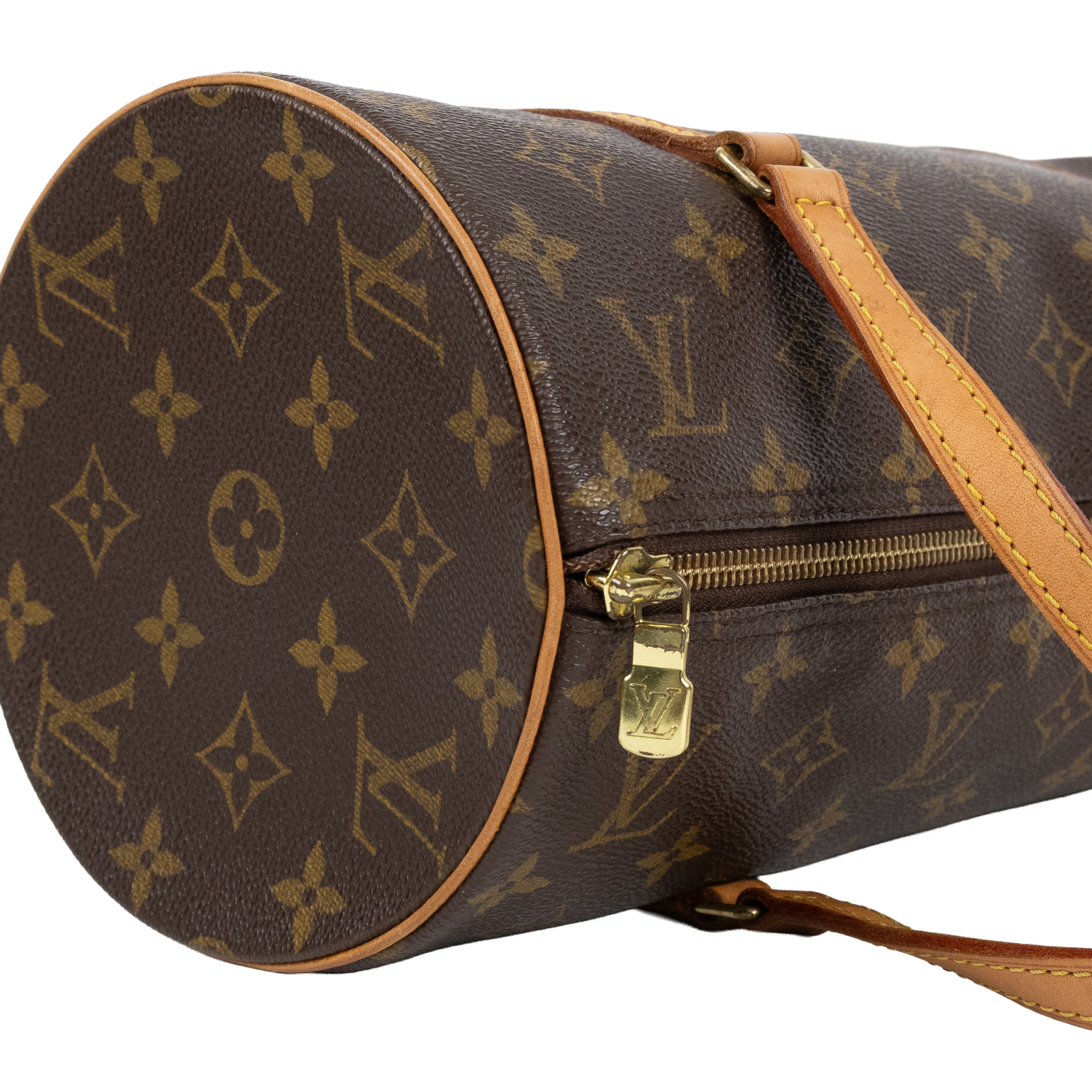 路易威登 LOUIS VUITTON Papillon 30原花 圓筒手提包 M51385 棕原花圓筒子母包 內袋