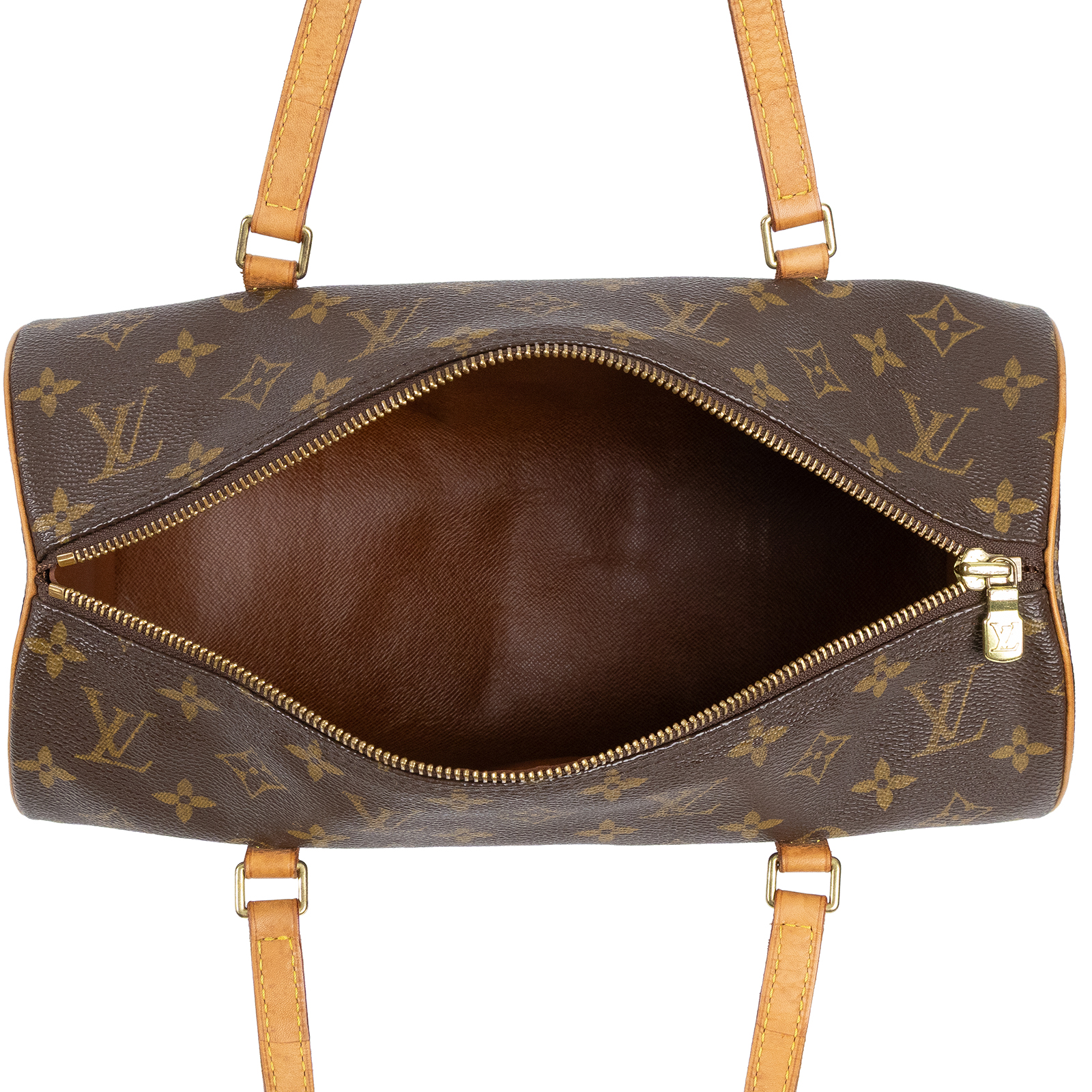 路易威登 LOUIS VUITTON Papillon 30原花 圓筒手提包 M51385 棕原花圓筒子母包 內袋