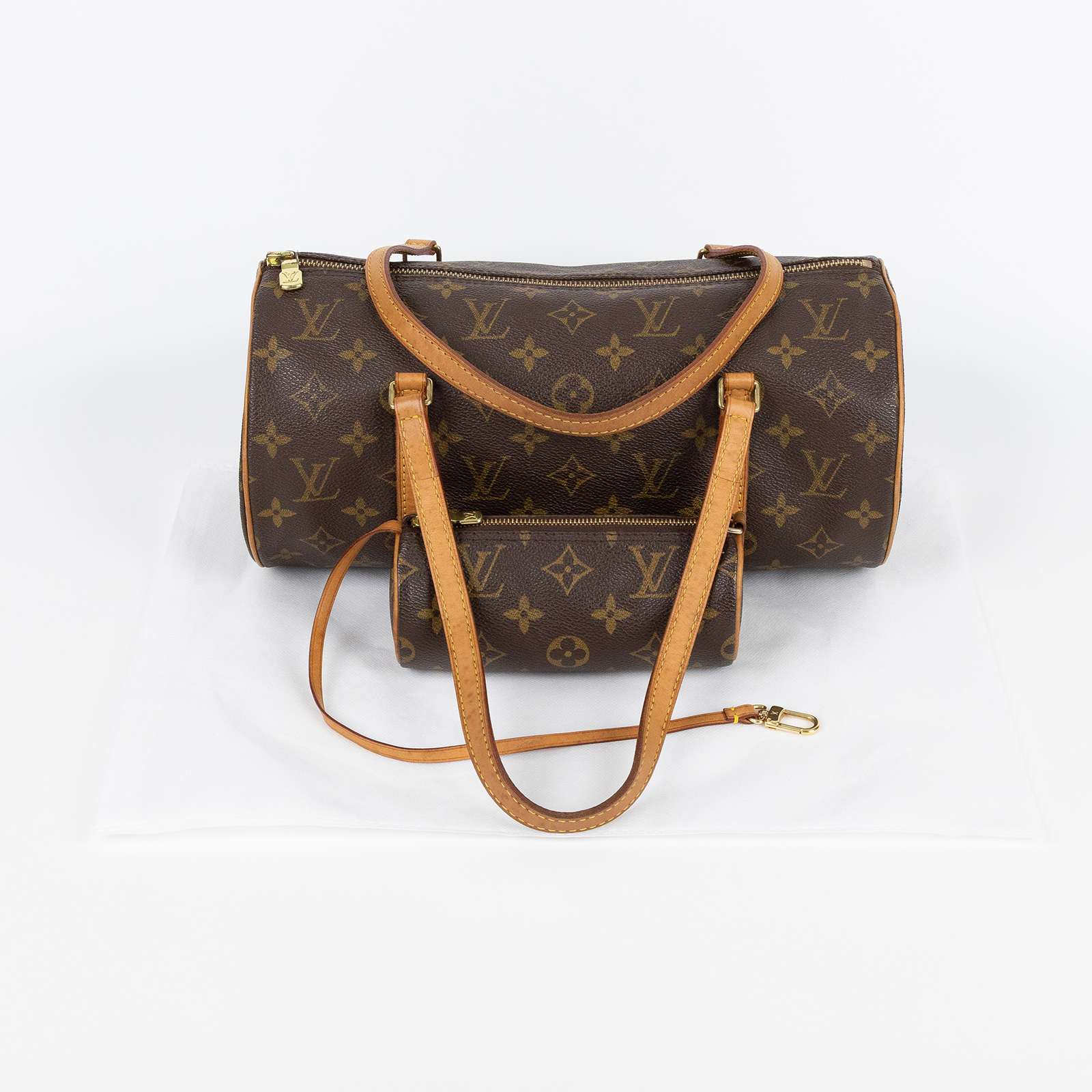 路易威登 LOUIS VUITTON Papillon 30原花 圓筒手提包 M51385 棕原花圓筒子母包 內袋