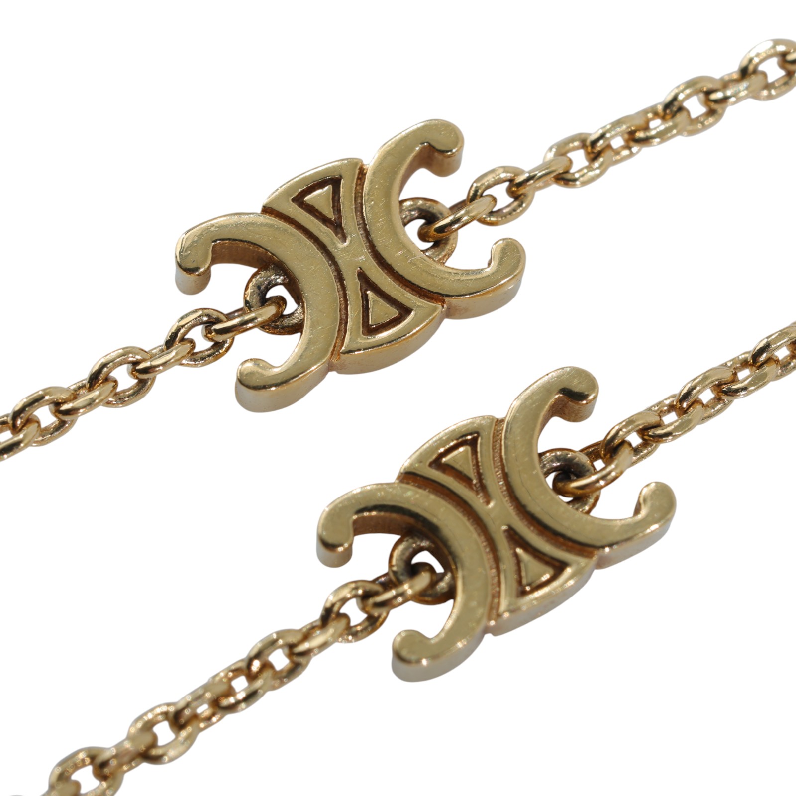 思琳 CELINE Triomphe 金色飾面 黃銅 迷你手鐲 460MT6BRA 凱旋門五花手鍊 原廠盒子/防塵袋