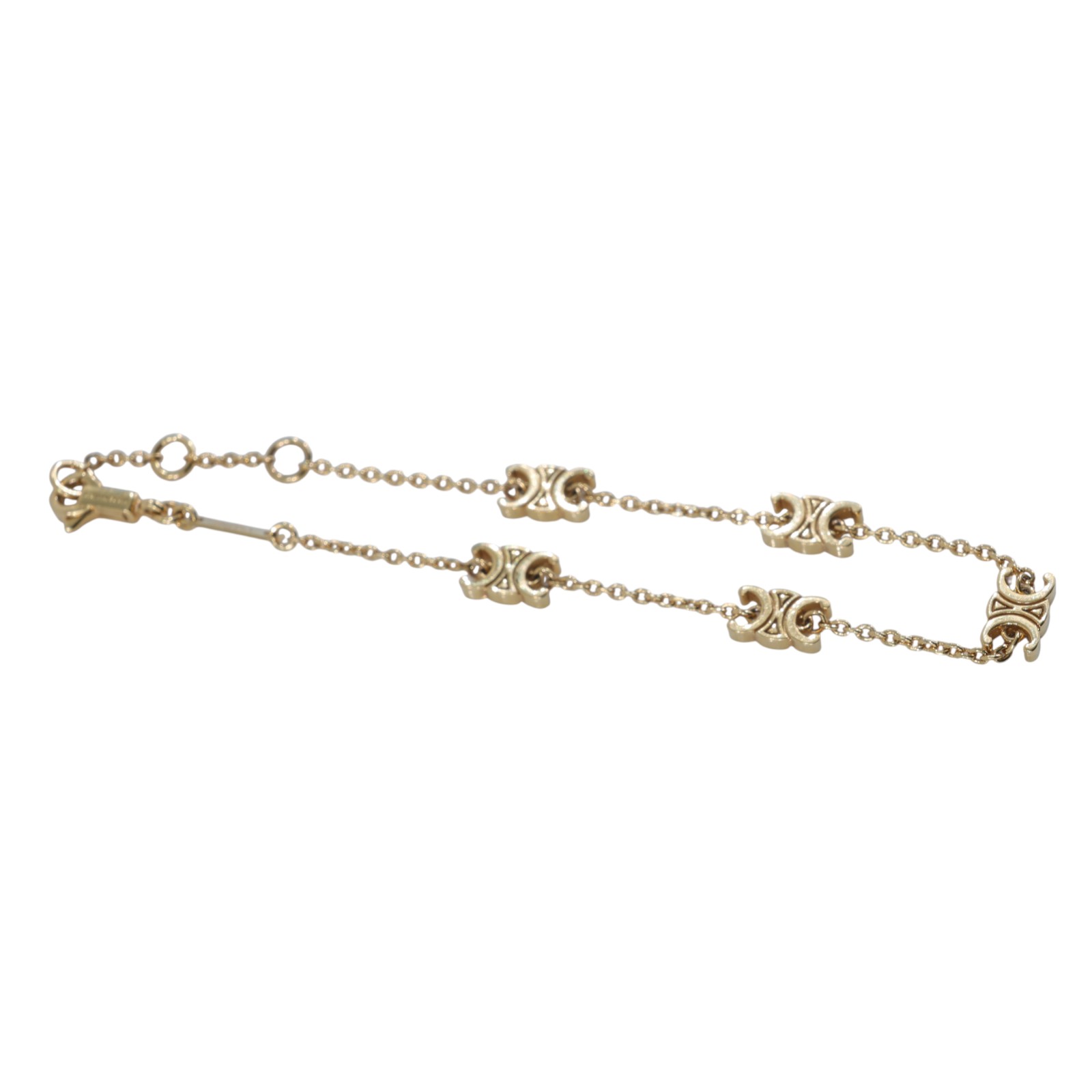 思琳 CELINE Triomphe 金色飾面 黃銅 迷你手鐲 460MT6BRA 凱旋門五花手鍊 原廠盒子/防塵袋