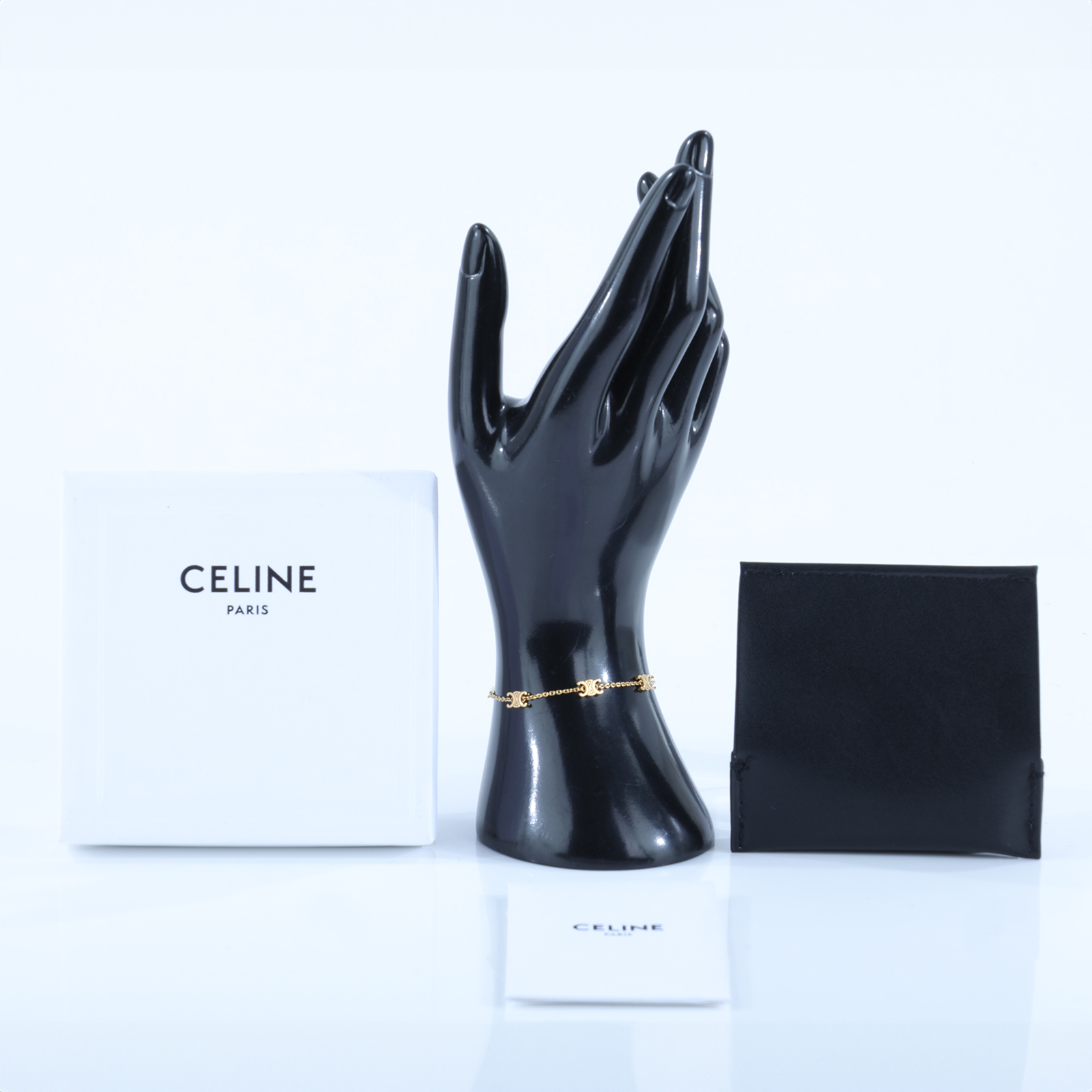 思琳 CELINE Triomphe 金色飾面 黃銅 迷你手鐲 460MT6BRA 凱旋門五花手鍊 原廠盒子/防塵袋