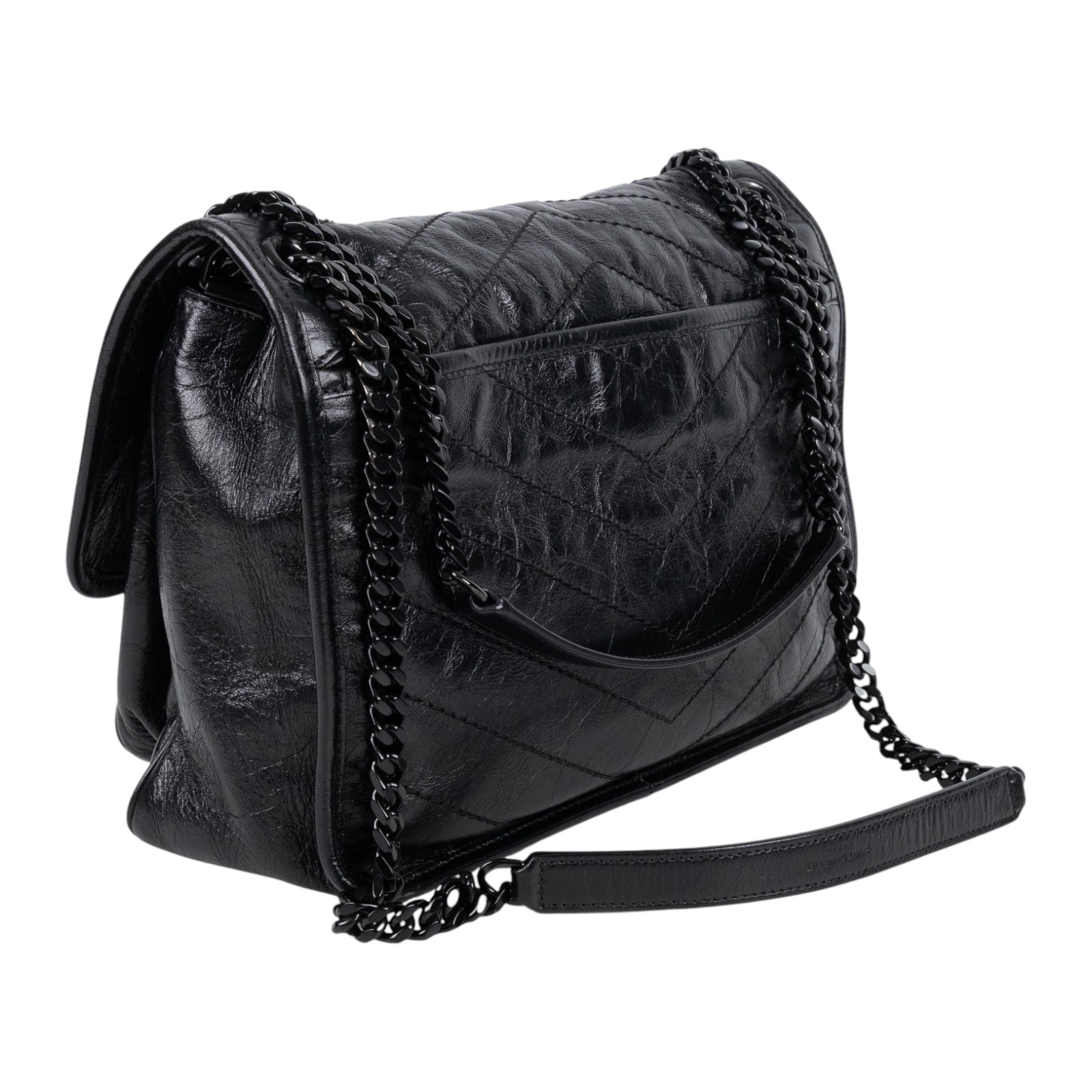 聖羅蘭 YSL SAINT LAURENT Niki 復古皮革 中型手袋 6331840EN08 黑SO BLACK NIKI 中號 無附屬品