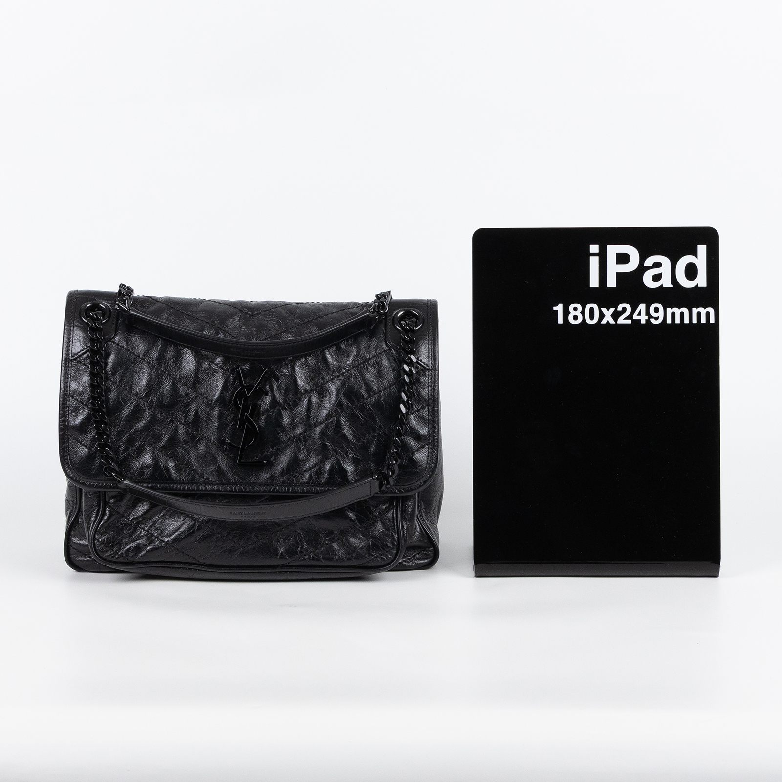 聖羅蘭 YSL SAINT LAURENT Niki 復古皮革 中型手袋 6331840EN08 黑SO BLACK NIKI 中號 無附屬品