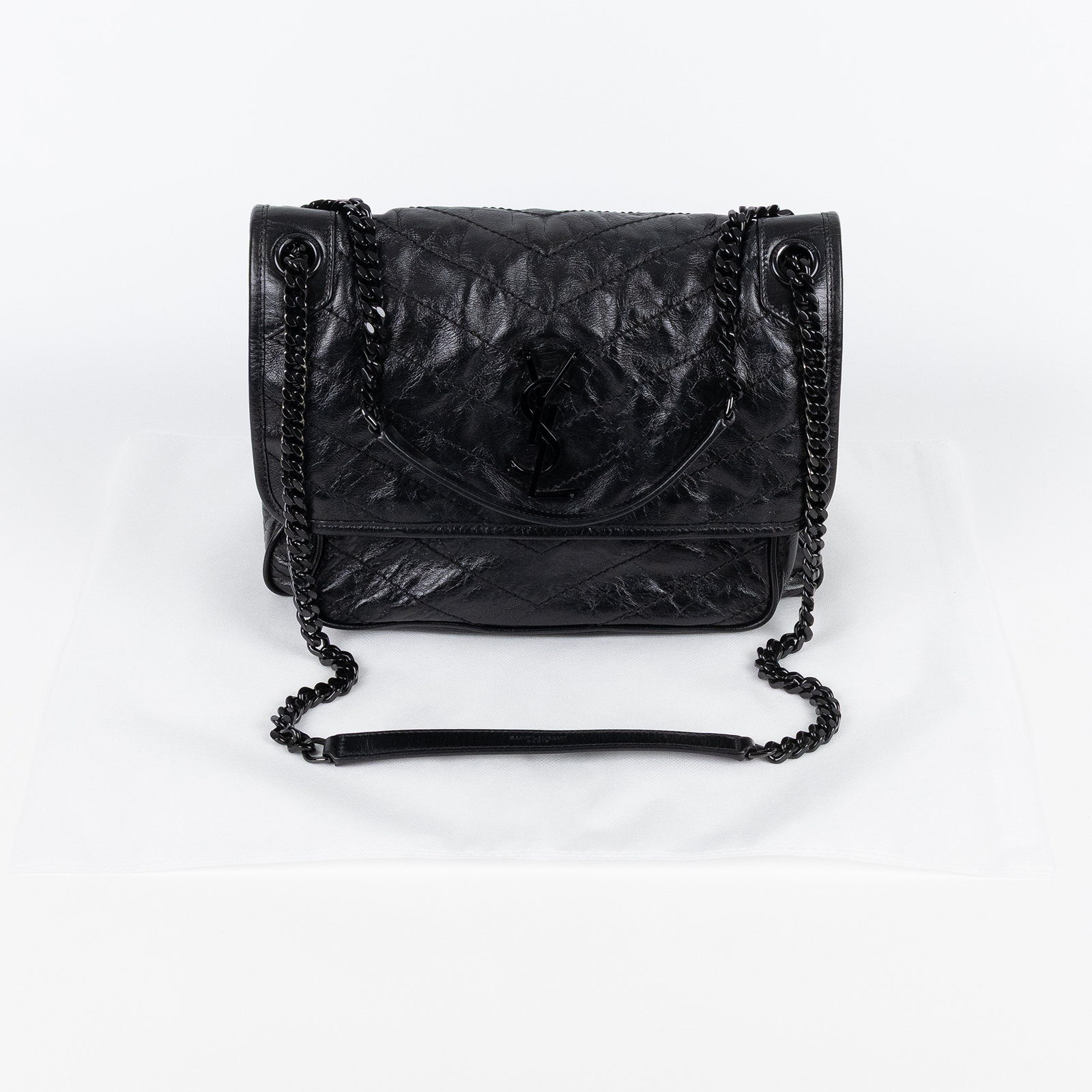 聖羅蘭 YSL SAINT LAURENT Niki 復古皮革 中型手袋 6331840EN08 黑SO BLACK NIKI 中號 無附屬品