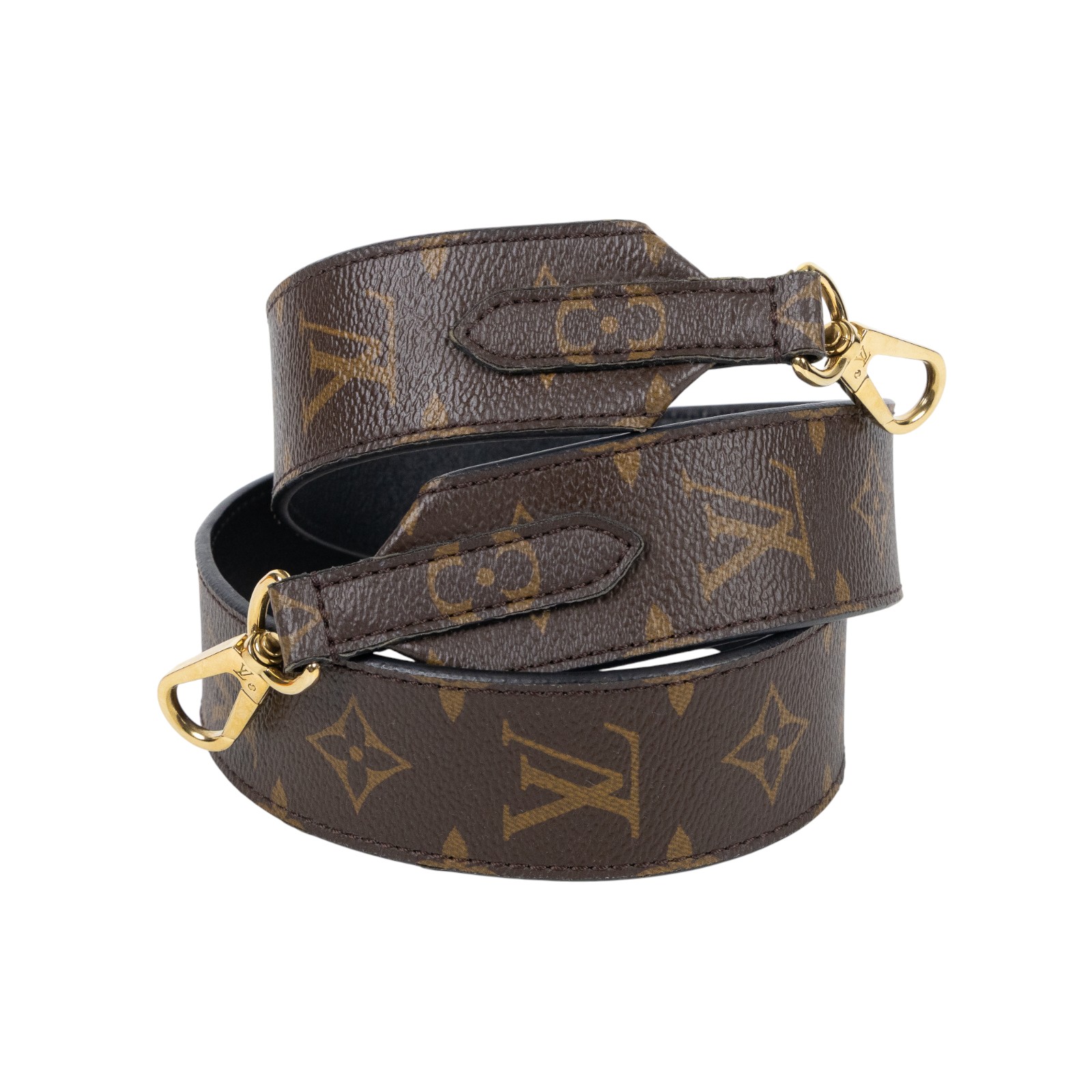 路易威登 LOUIS VUITTON Monogram 肩背帶 黑色 J02288 原花背帶 原廠盒子