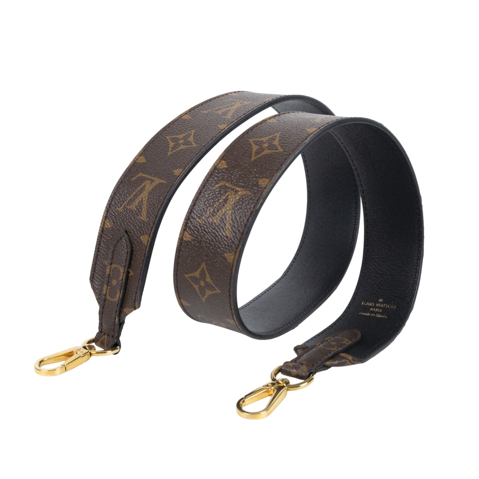 路易威登 LOUIS VUITTON Monogram 肩背帶 黑色 J02288 原花背帶 原廠盒子