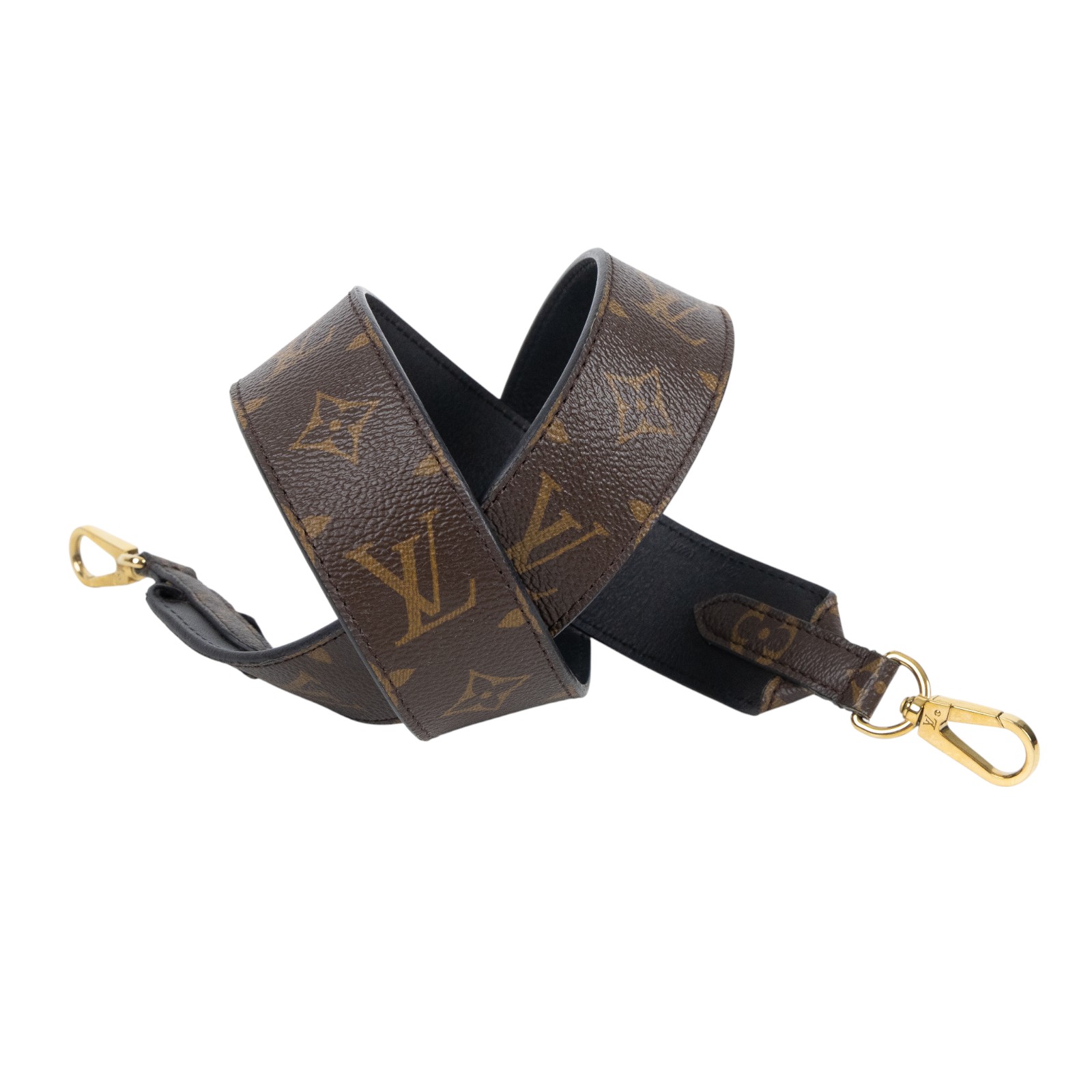 路易威登 LOUIS VUITTON Monogram 肩背帶 黑色 J02288 原花背帶 原廠盒子