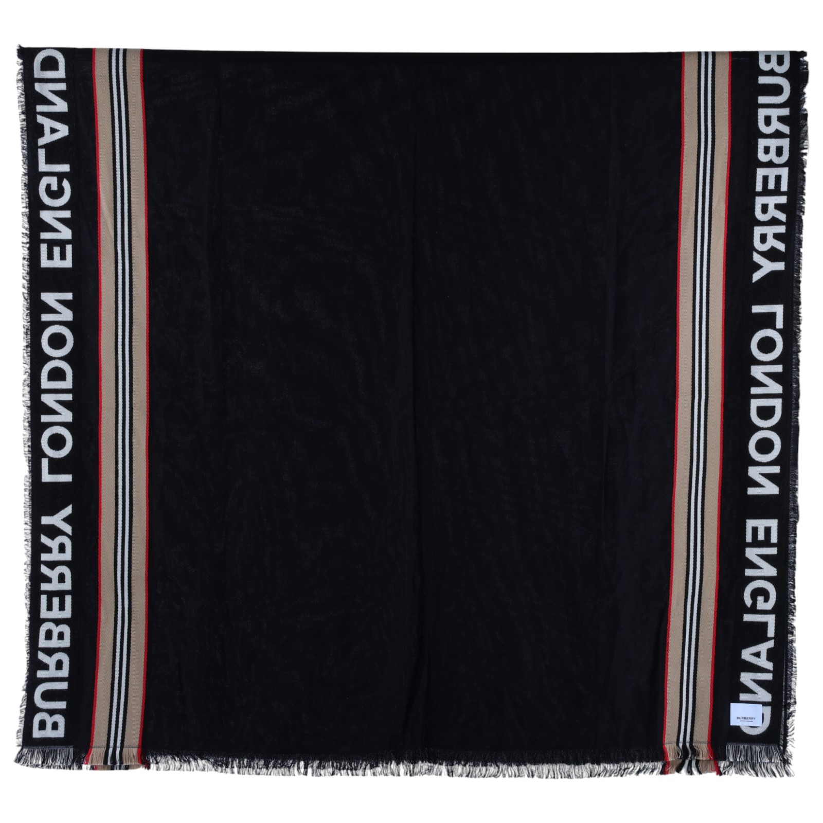 博柏利 BURBERRY 經典格紋 圍巾 8047348 黑色圍巾 無附屬品