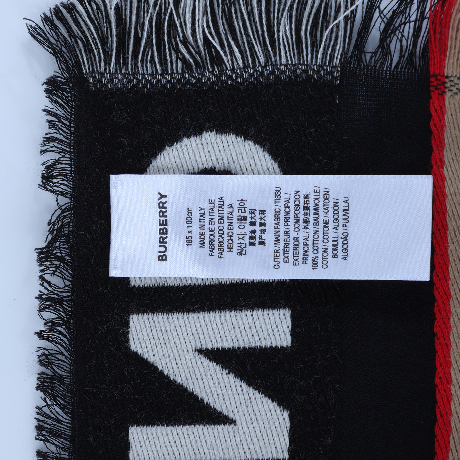 博柏利 BURBERRY 經典格紋 圍巾 8047348 黑色圍巾 無附屬品