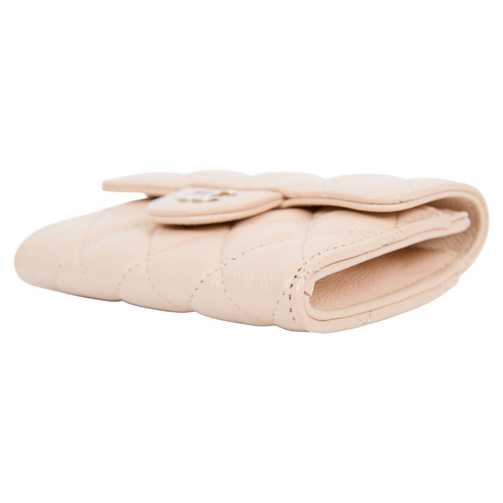 香奈兒 CHANEL CC LOGO 口蓋 卡片夾 錢包 AP0214 B10583 晶片款 淺奶茶荔枝單層卡包 防塵袋/原廠盒子/購買證明影本