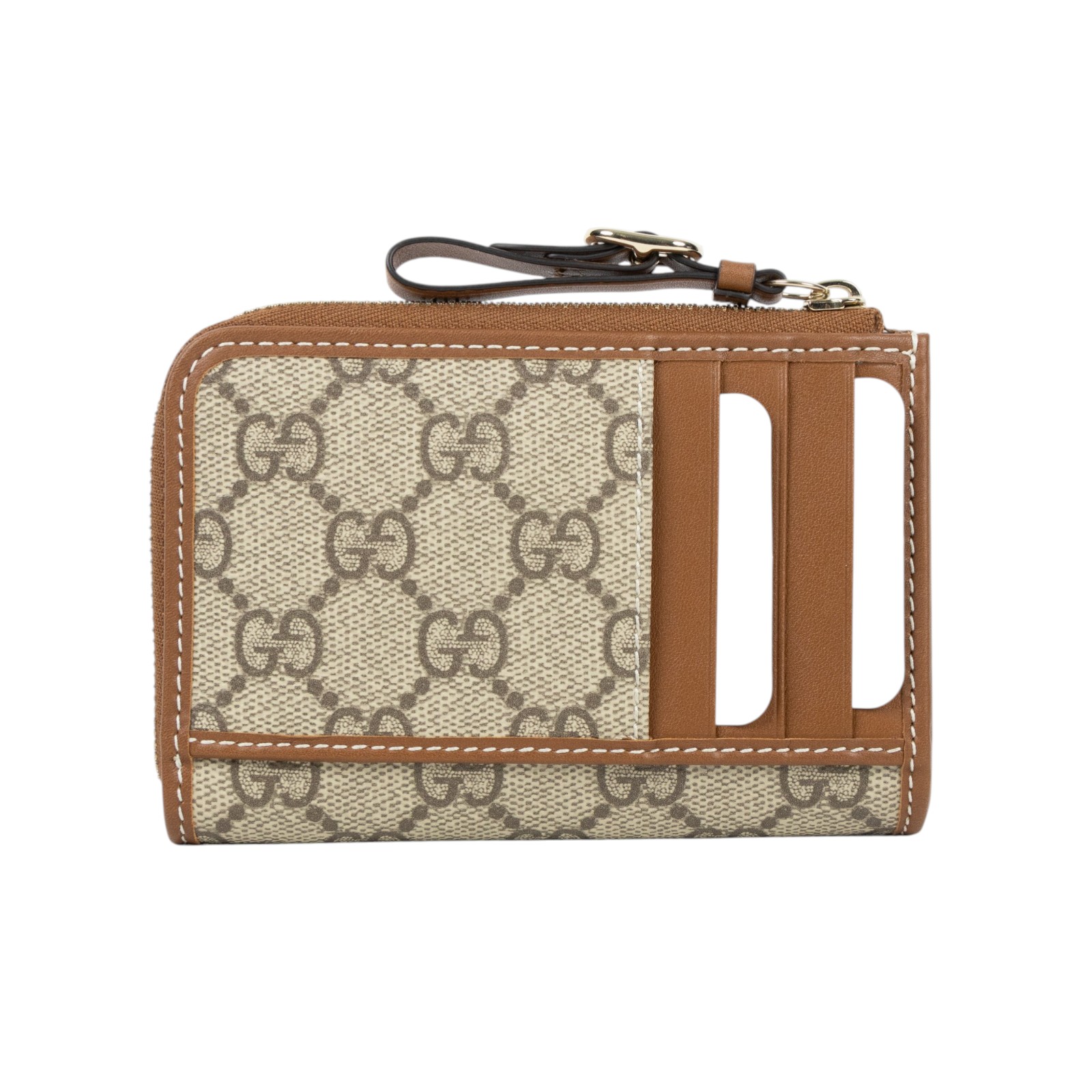 古馳 GUCCI GG Emblem 拉鍊卡包 821804 FAD6L 棕色GG拉鍊卡包 原廠盒子