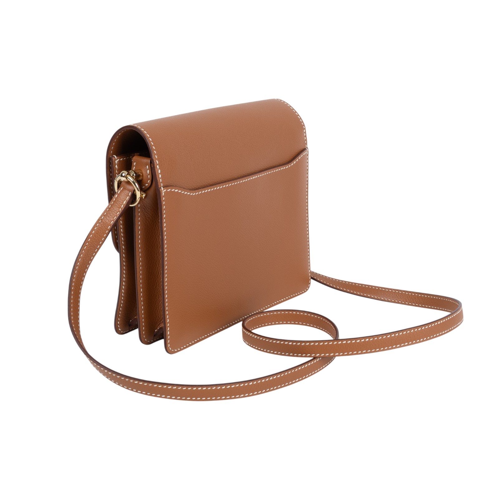 愛馬仕 Hermes Roulis 豬鼻子 斜背包 18 Mini 金色五金 金棕色 H070510CP37 /  原廠盒子/購買證明/防塵袋