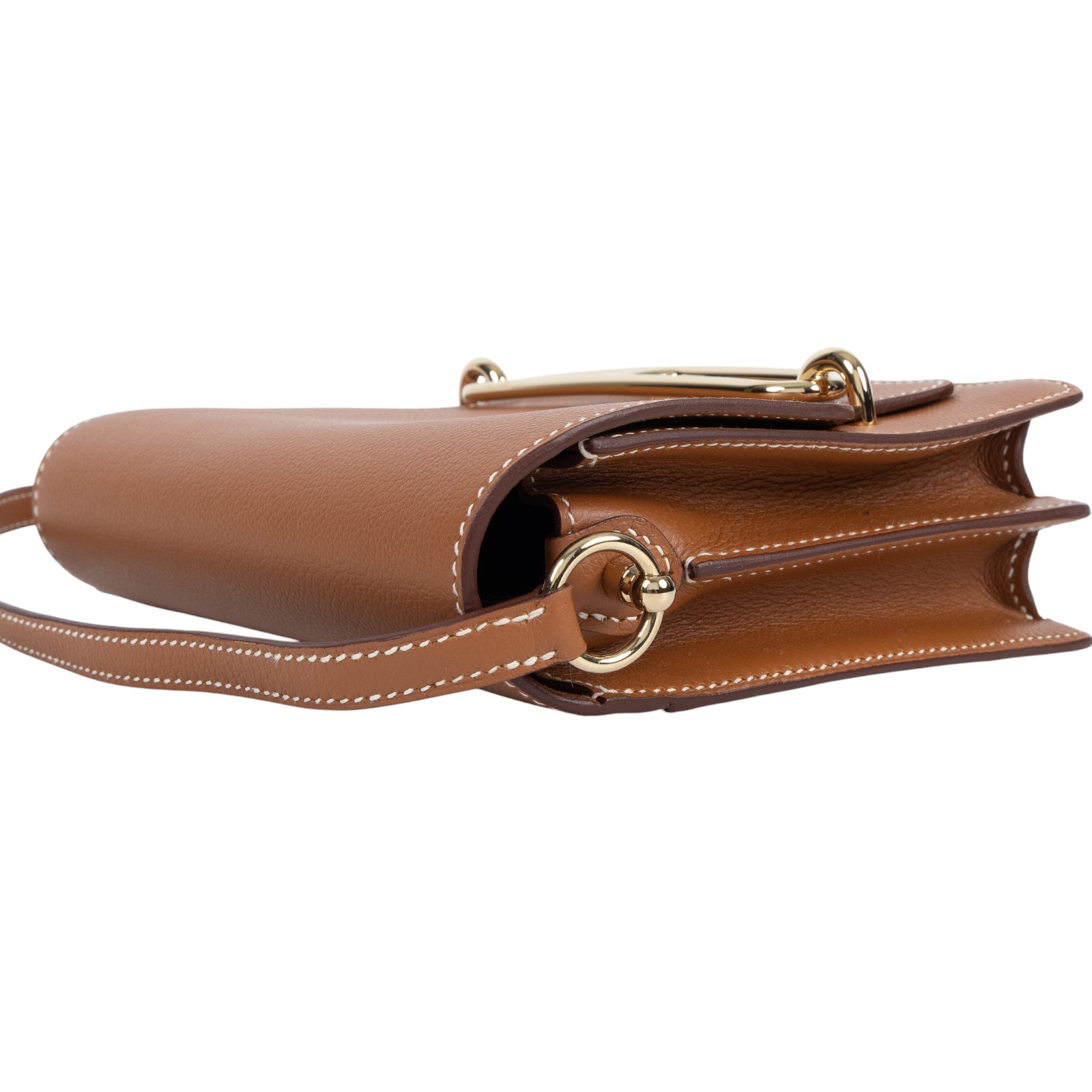 愛馬仕 Hermes Roulis 豬鼻子 斜背包 18 Mini 金色五金 金棕色 H070510CP37 /  原廠盒子/購買證明/防塵袋