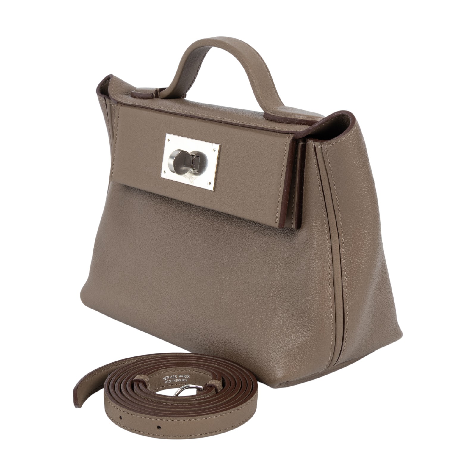 愛馬仕 Hermes 24/24 21 Mini 手提包 大象灰 H082153CKBH / W刻 24/24 大象灰 銀扣 原廠盒子/購買證明/防塵袋