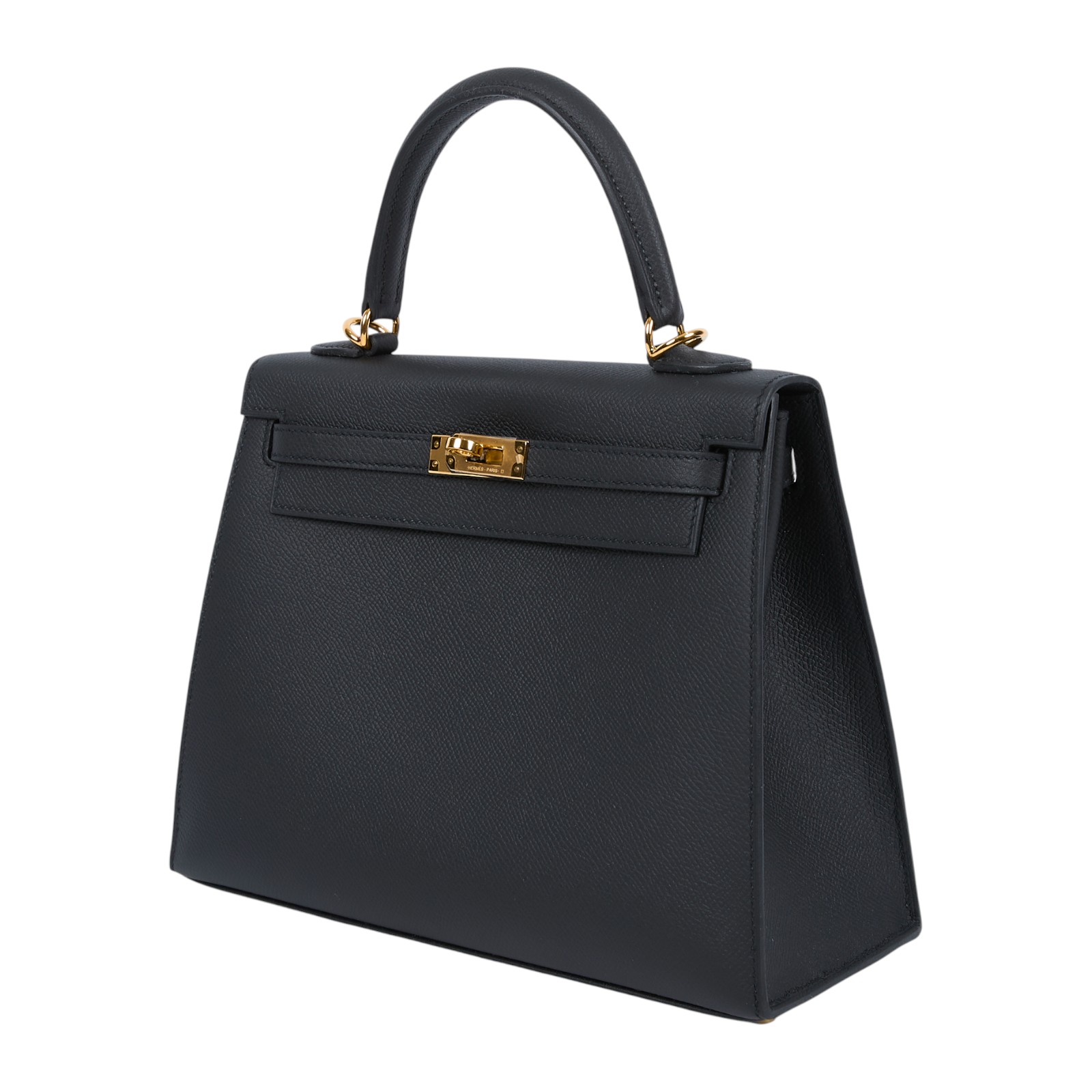 愛馬仕 Hermes Kelly Bag 凱莉包 25 黑色 金色五金 H038416CC89 /  原廠盒子/購買證明/防塵袋/雨衣/鎖組