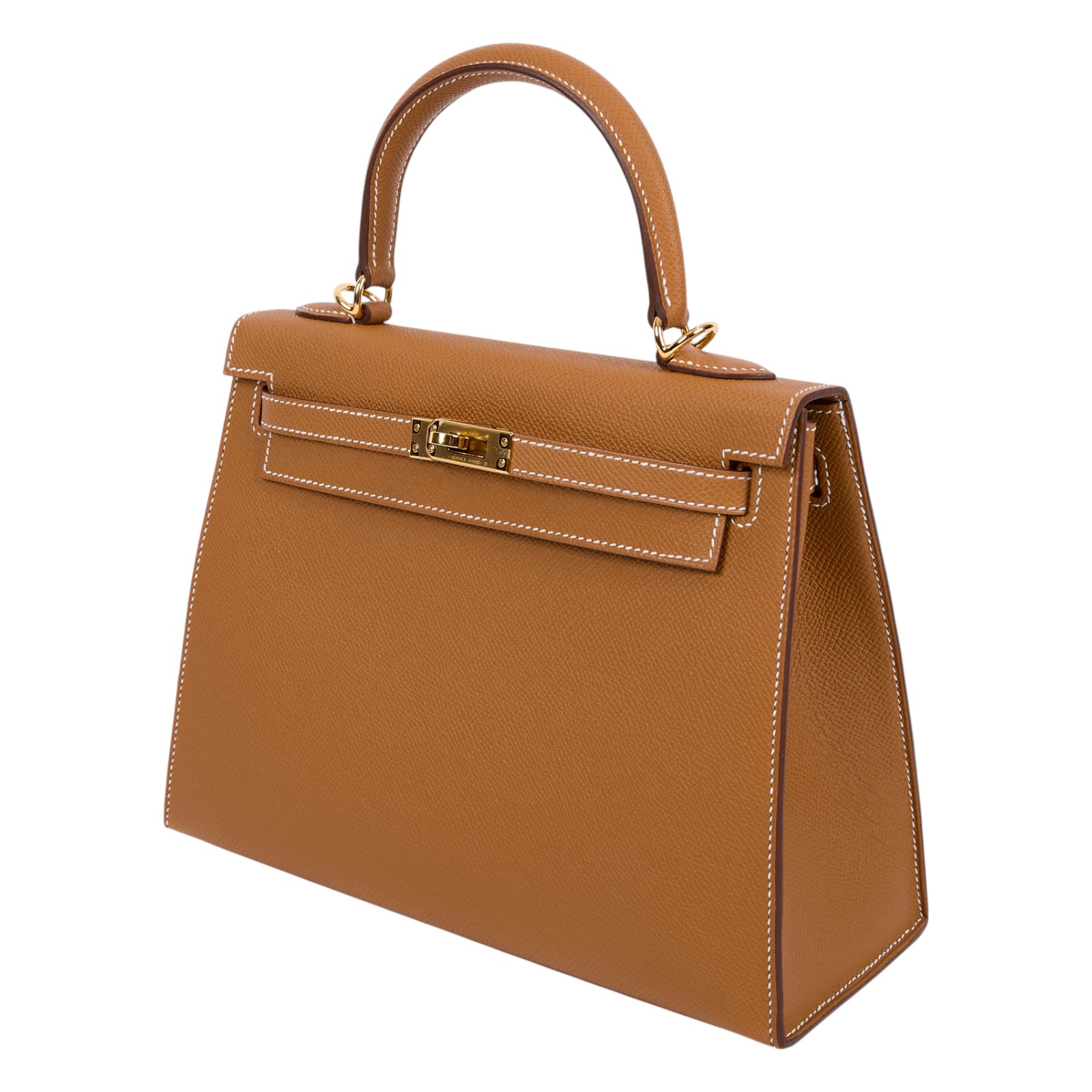 愛馬仕 Hermes Kelly Bag 凱莉包 25 金棕 金色五金 H038416CC37 /  原廠盒子/購買證明/防塵袋/鎖組