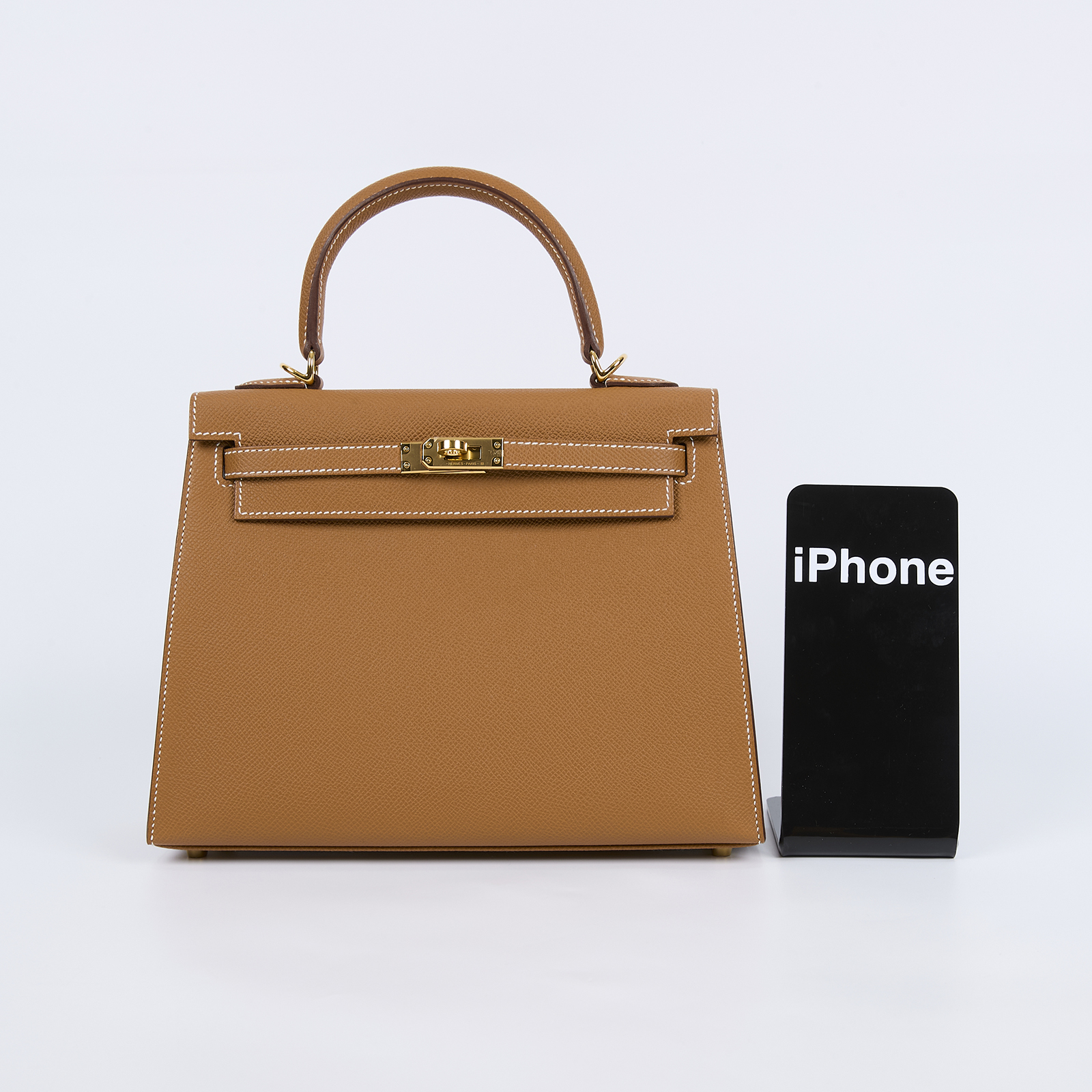 愛馬仕 Hermes Kelly Bag 凱莉包 25 金棕 金色五金 H038416CC37 /  原廠盒子/購買證明/防塵袋/鎖組