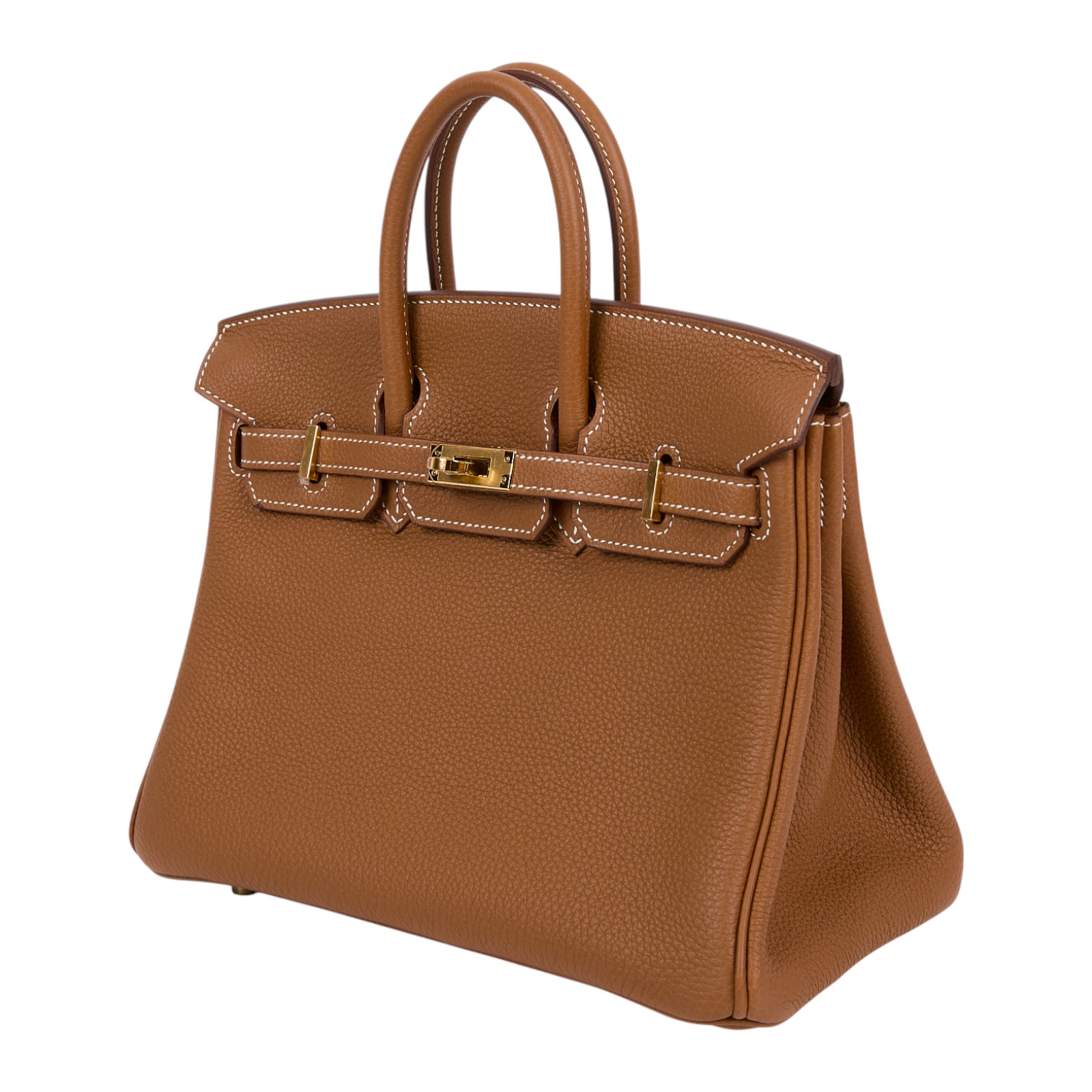 愛馬仕 Hermes Birkin Bag 柏金包 25 Togo 金色五金 金棕色 H041344CC37 /  原廠盒子/購買證明/防塵袋/雨衣