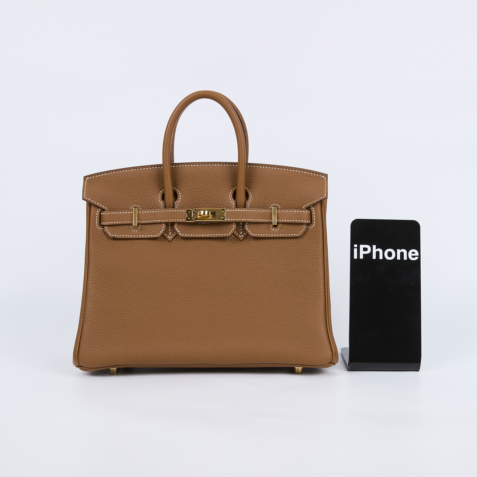 愛馬仕 Hermes Birkin Bag 柏金包 25 Togo 金色五金 金棕色 H041344CC37 /  原廠盒子/購買證明/防塵袋/雨衣