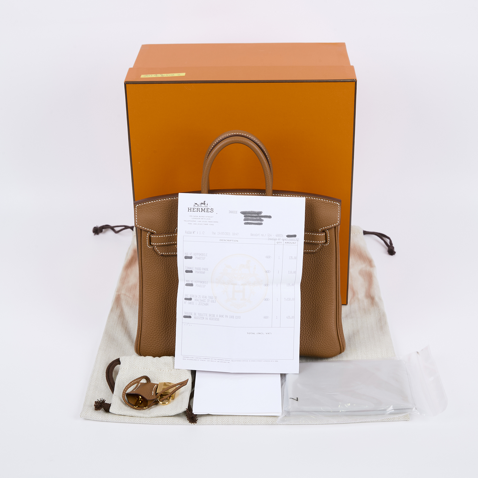 愛馬仕 Hermes Birkin Bag 柏金包 25 Togo 金色五金 金棕色 H041344CC37 /  原廠盒子/購買證明/防塵袋/雨衣