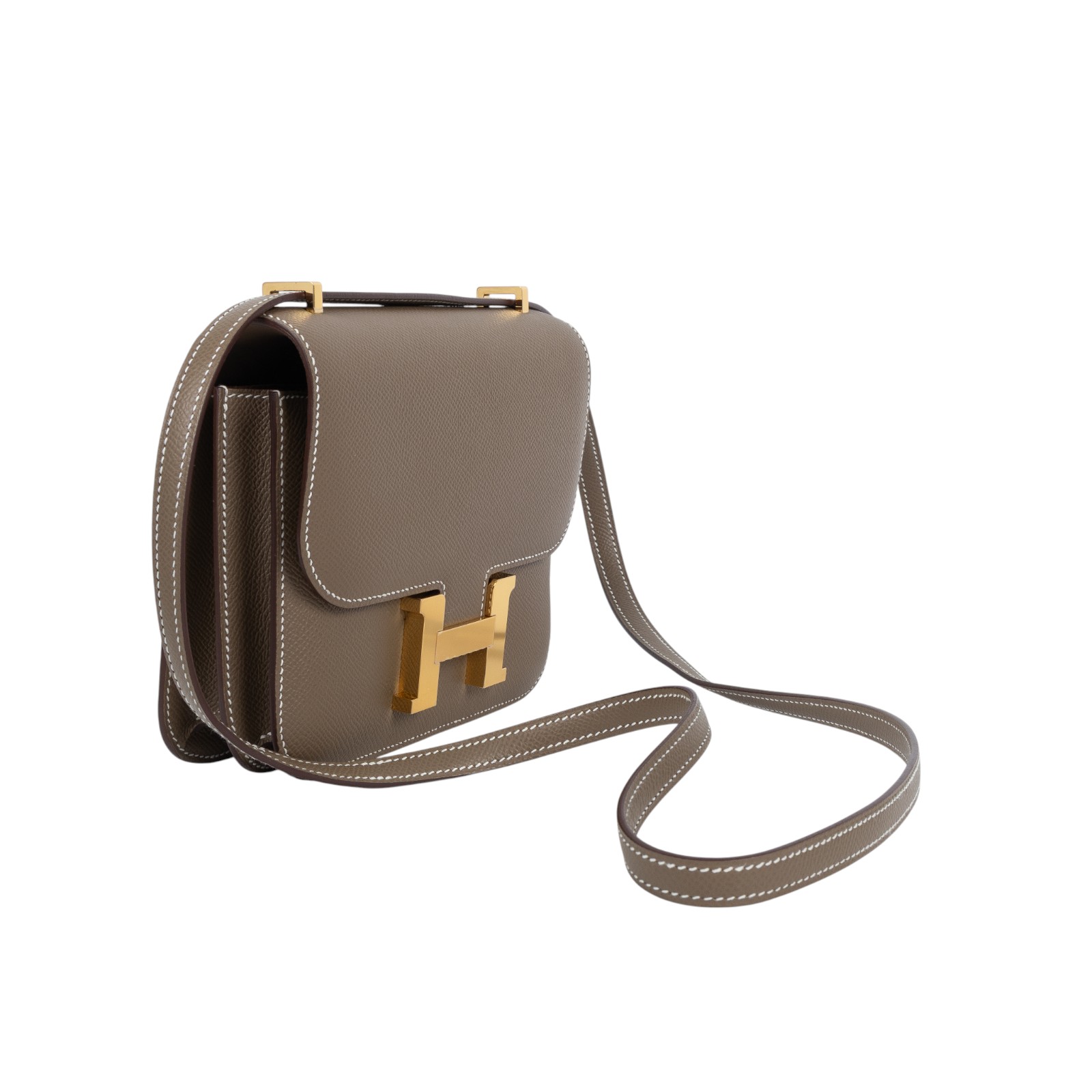 愛馬仕 Hermes Constance Bag 康康包 MIni 18 金色五金 大象灰 H056347CC18 /  原廠盒子/購買證明/防塵袋