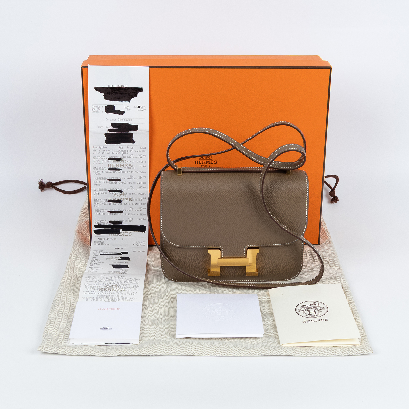 愛馬仕 Hermes Constance Bag 康康包 MIni 18 金色五金 大象灰 H056347CC18 /  原廠盒子/購買證明/防塵袋