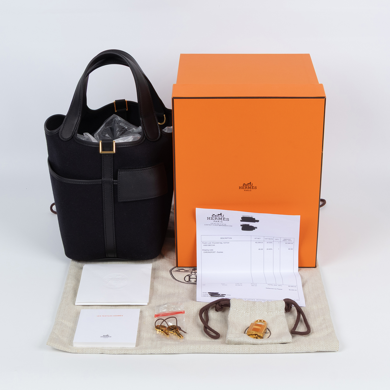 愛馬仕 Hermes Picotin Lock 18 菜籃子包 金色五金 黑色 H083189CCAA /   原廠盒子/購買證明/防塵袋/鎖組