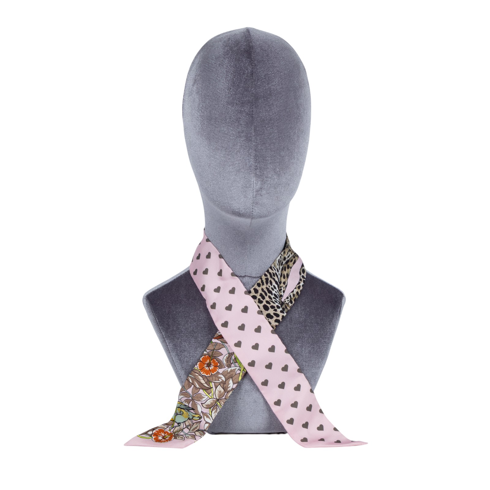 愛馬仕 Hermes Jungle LoveTwilly 絲巾 粉色 H063513Sv16  粉愛心豹 TWILLY 原廠盒子