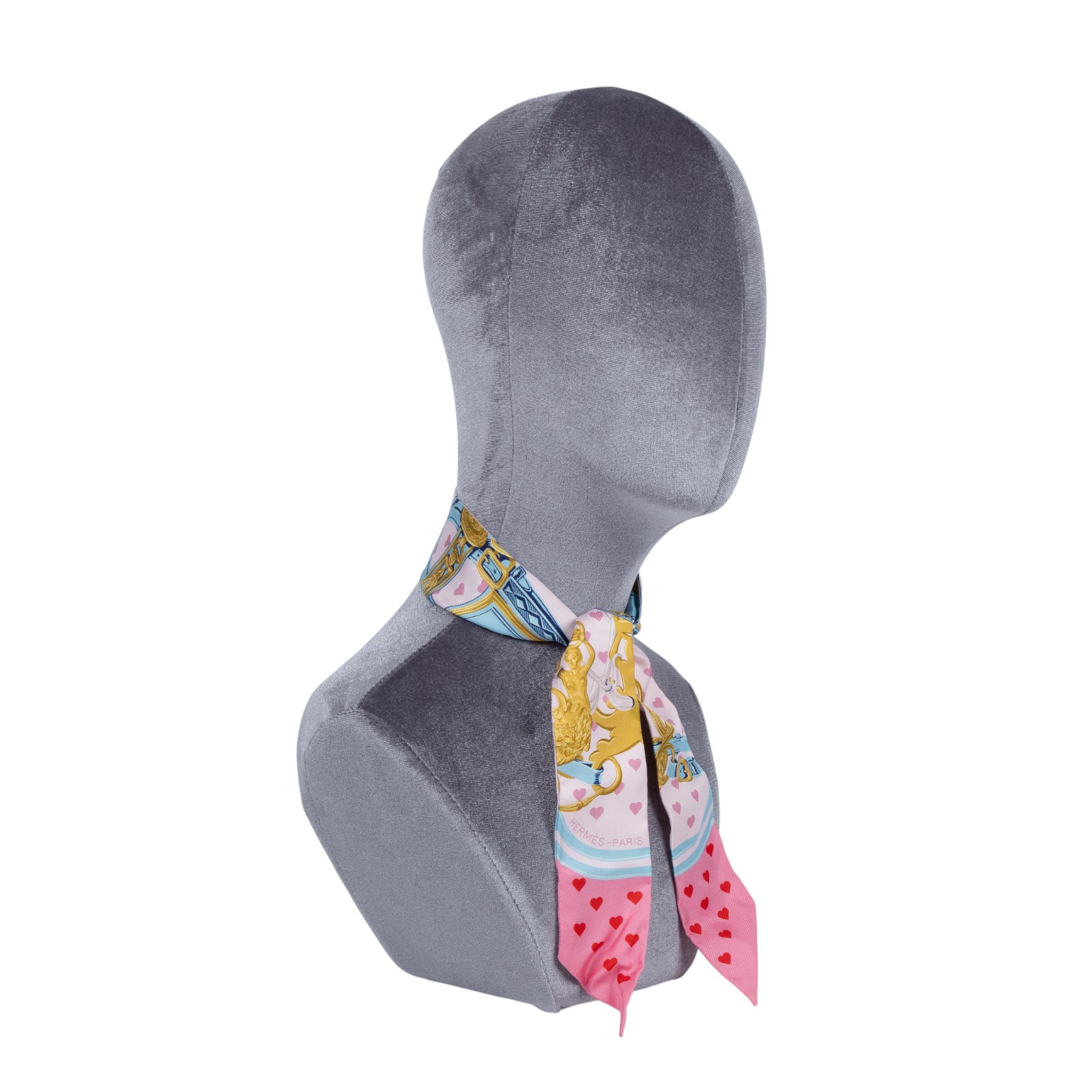 愛馬仕 Hermes Twilly 絲巾 TWILLYS85  粉藍金愛心TWILLY 原廠盒子/購買證明