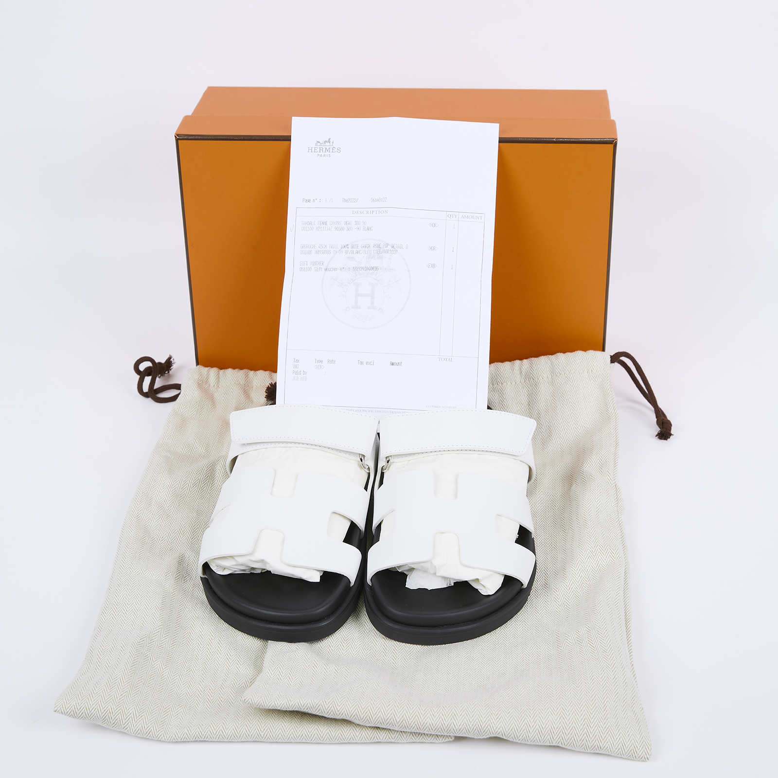 愛馬仕 Hermes Chypre 涼鞋 自然色 淺米色 H211114Zv90380 H211114Z 黑白二舊拖 #38 原廠盒子/購買證明/防塵袋