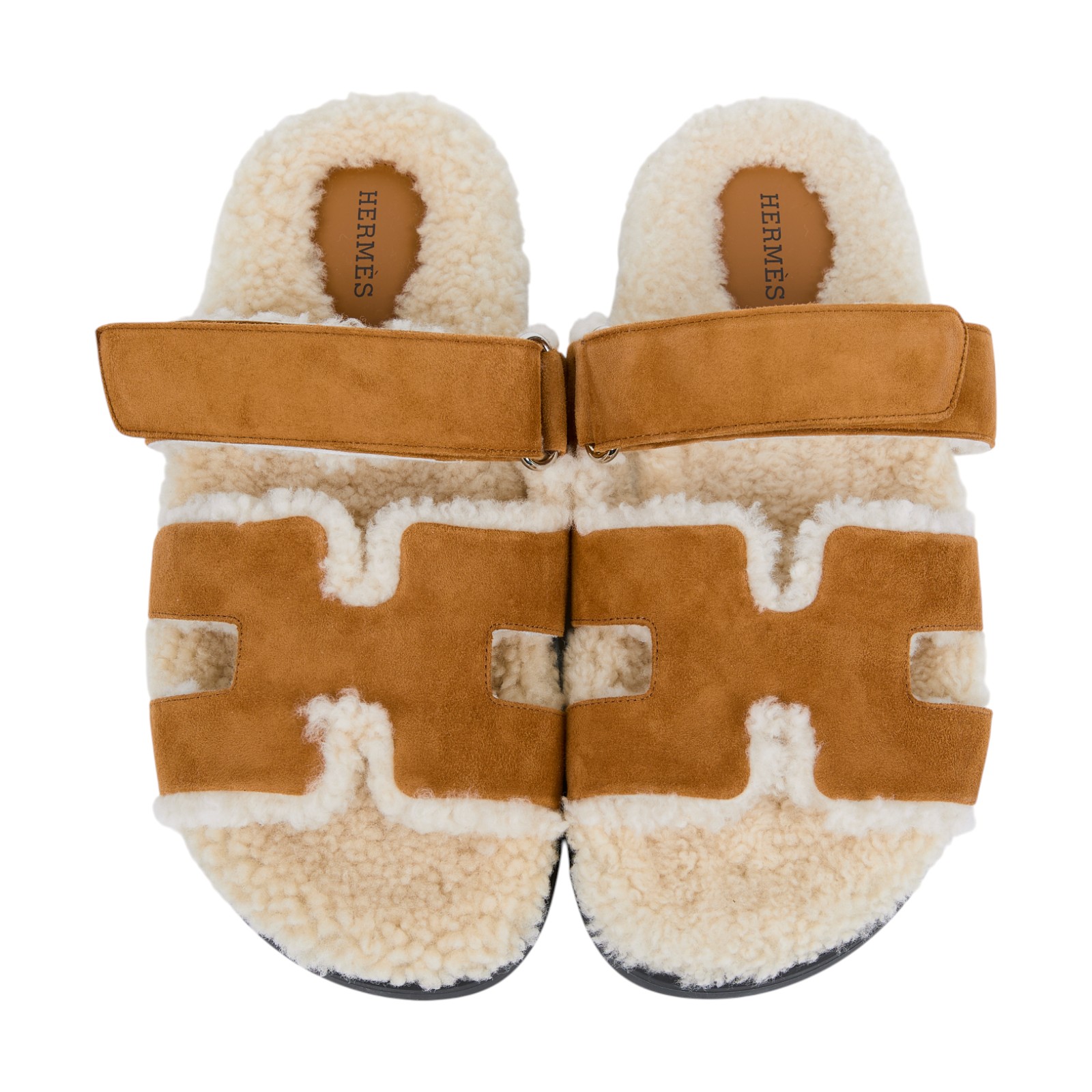 愛馬仕 Hermes Chypre 涼鞋 自然色 淺米色 H222195ZvA3380 H222195Z 毛毛焦糖麂皮二舊拖 #38 原廠盒子/購買證明/防塵袋