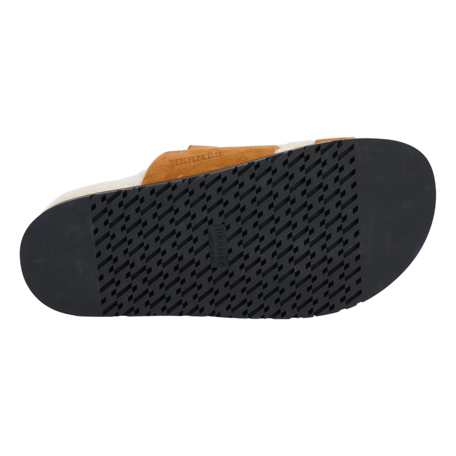 愛馬仕 Hermes Chypre 涼鞋 自然色 淺米色 H222195ZvA3380 H222195Z 毛毛焦糖麂皮二舊拖 #38 原廠盒子/購買證明/防塵袋