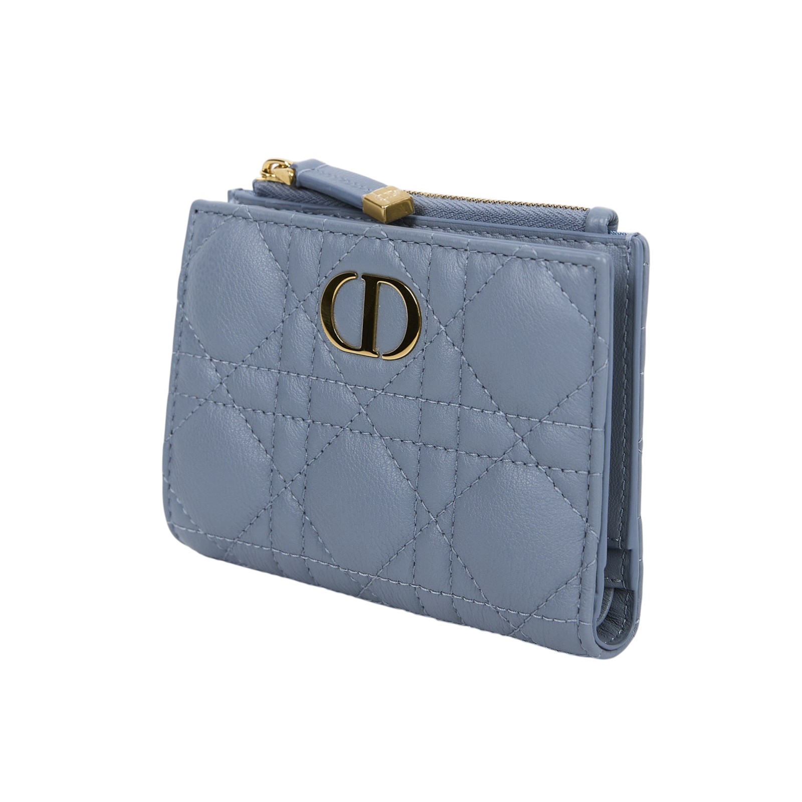 迪奧 CHRISTIAN DIOR Caro Dahlia 短夾 錢包 S5173UWHC 雲藍色Caro Hibiscus L-zip 錢包 原廠盒子/防塵袋