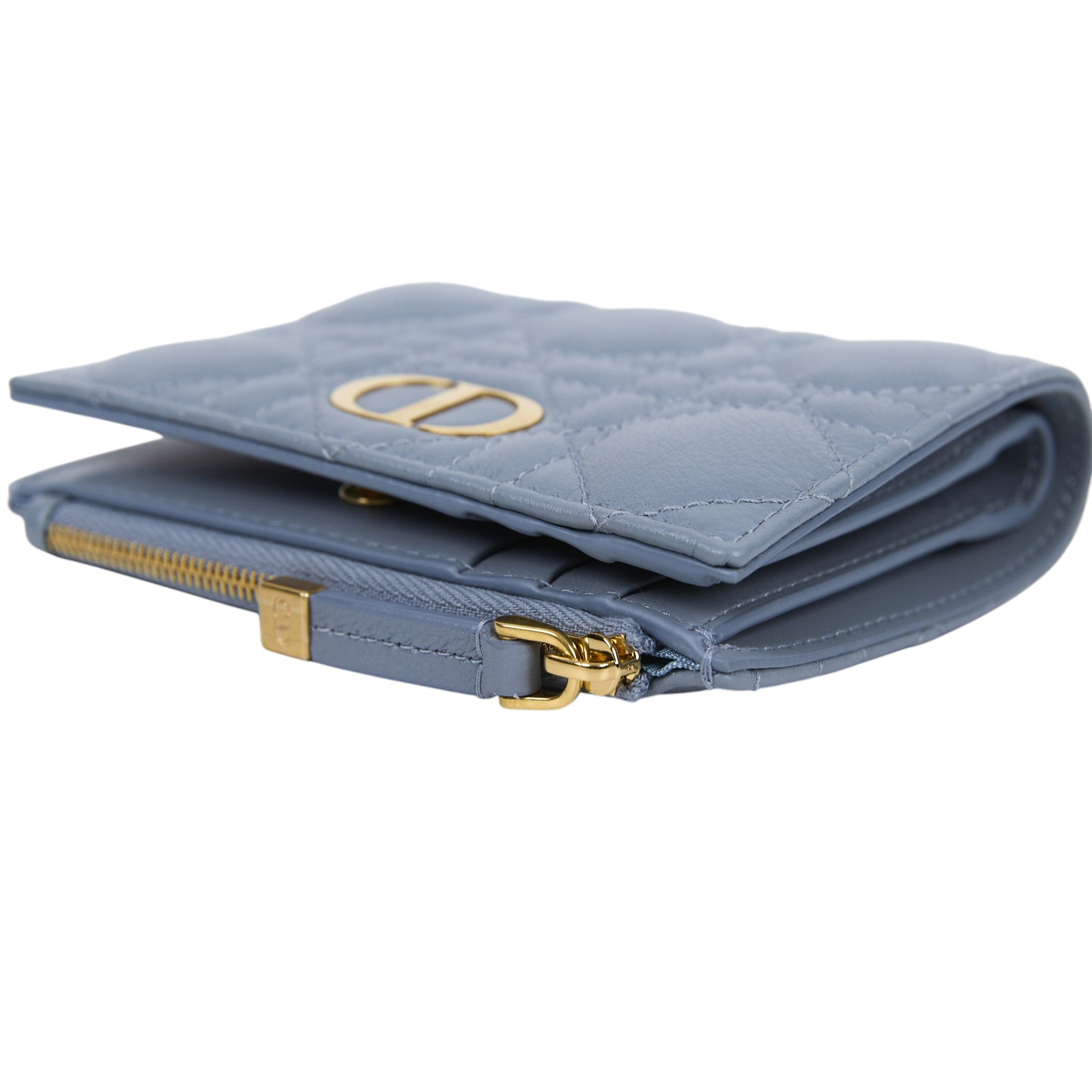 迪奧 CHRISTIAN DIOR Caro Dahlia 短夾 錢包 S5173UWHC 雲藍色Caro Hibiscus L-zip 錢包 原廠盒子/防塵袋