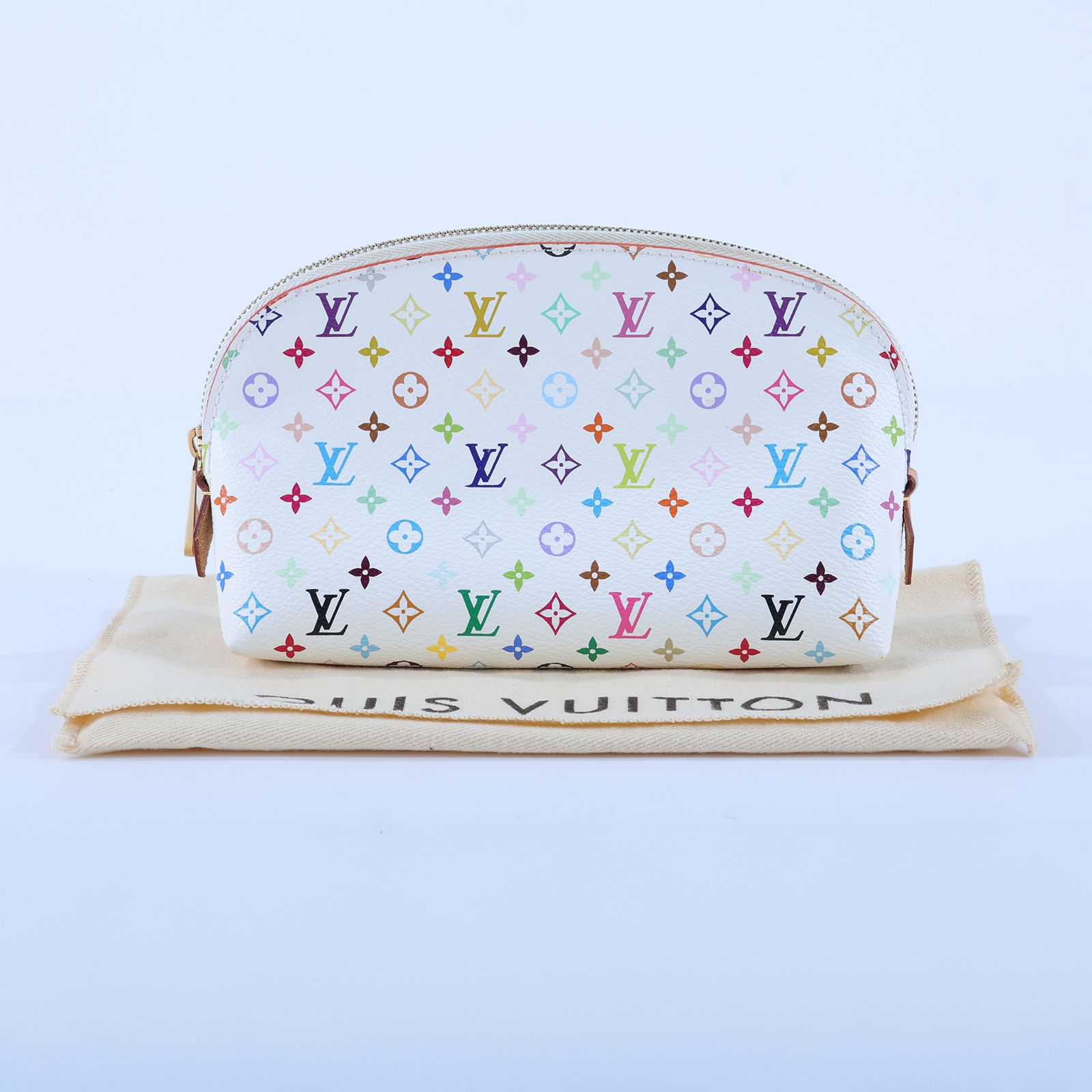 路易威登 LOUIS VUITTON 村上隆 Monogram Multicolor Pochette 化妝包 手拿包 M47354 白彩村上隆化妝包 防塵袋