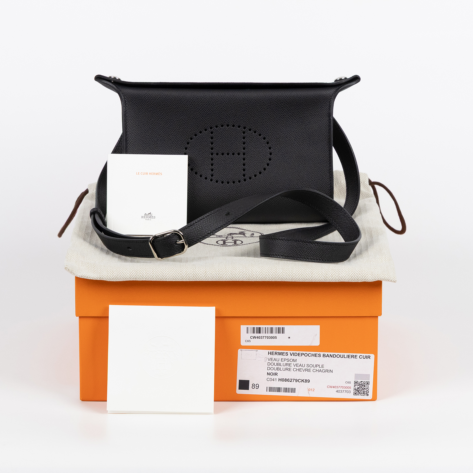 愛馬仕 Hermes VIDEPOCHES 肩背包 斜背包 H086279CK89 /K刻 黑 VIDEPOCHES 原廠盒子/防塵袋
