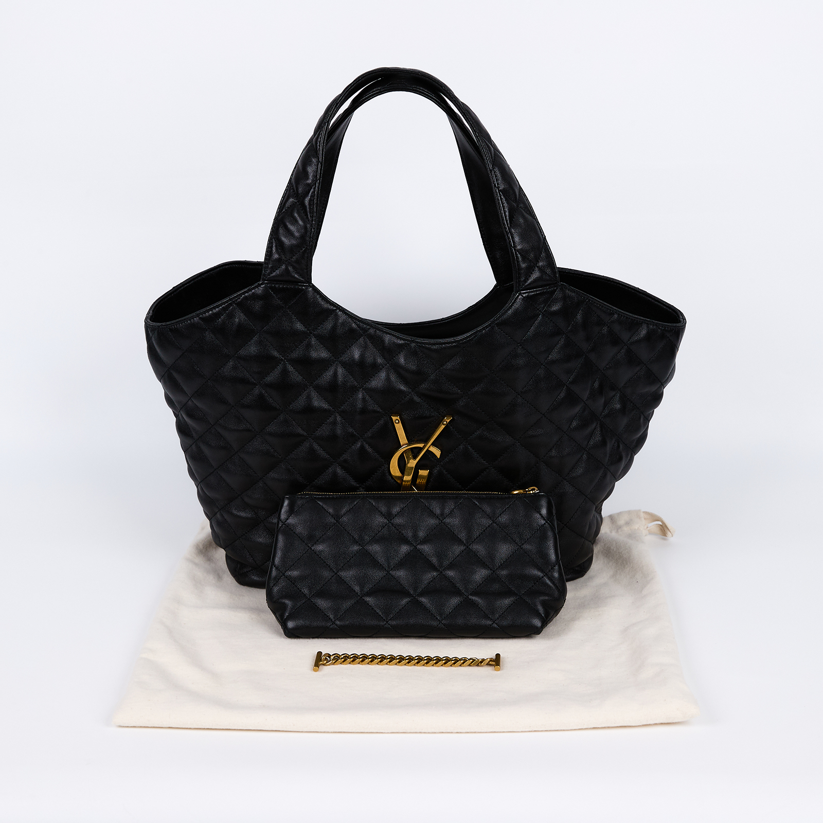 聖羅蘭 YSL SAINT LAURENT Icare 絎縫 納帕皮 中型 手袋 金色五金 858191AAANG ICARE絎縫納帕皮中型手袋 防塵袋