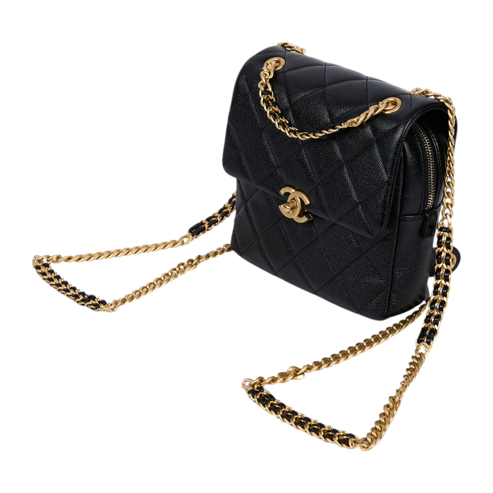 香奈兒 CHANEL 23K Ado 後背包 雙肩包 AS3108 晶片款 黑荔枝掀蓋後背包 防塵袋