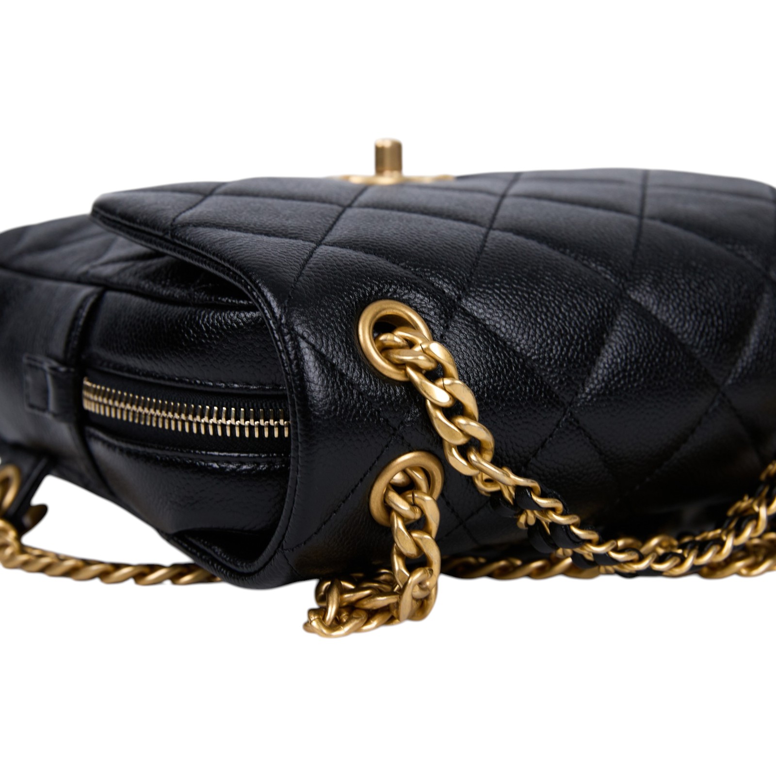 香奈兒 CHANEL 23K Ado 後背包 雙肩包 AS3108 晶片款 黑荔枝掀蓋後背包 防塵袋