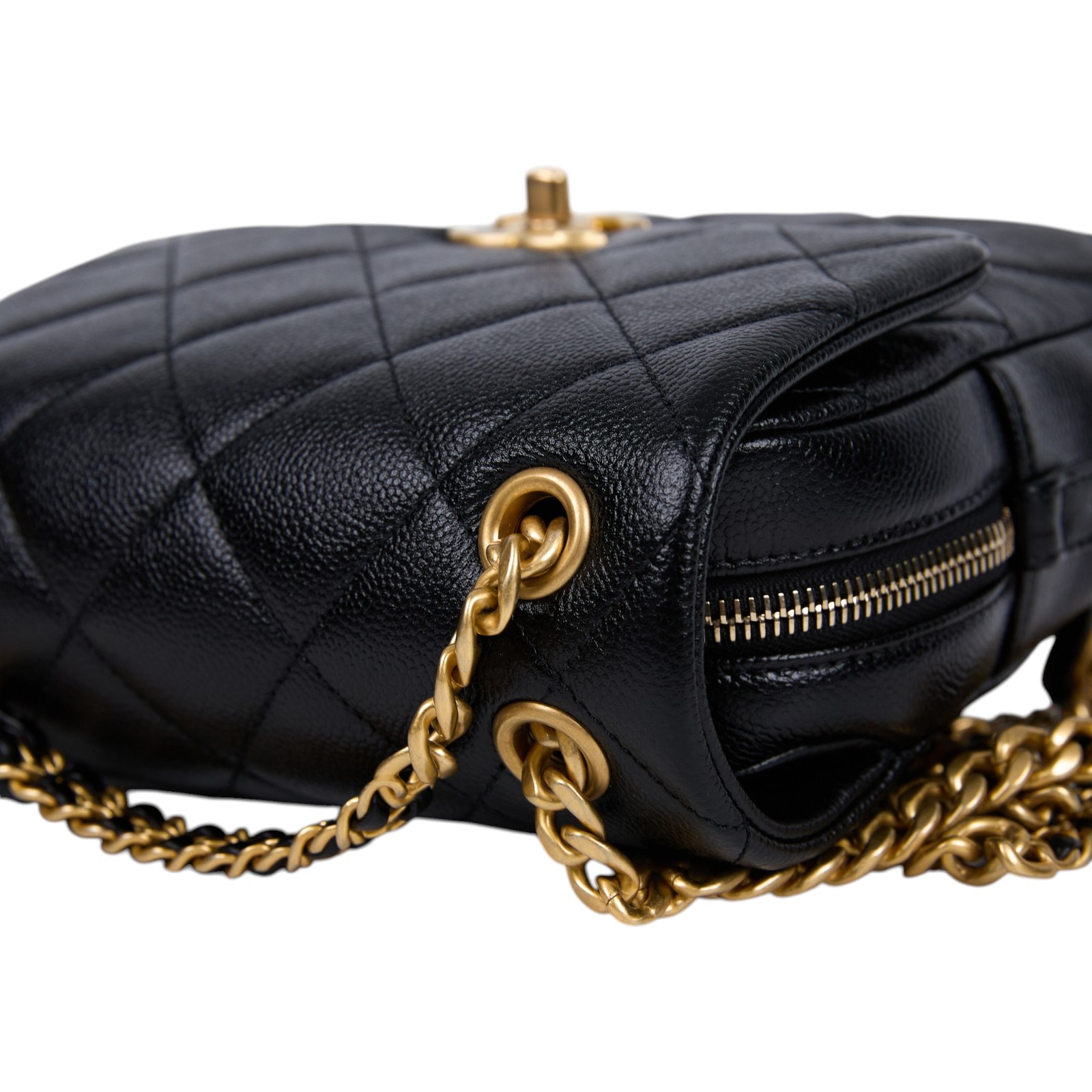 香奈兒 CHANEL 23K Ado 後背包 雙肩包 AS3108 晶片款 黑荔枝掀蓋後背包 防塵袋