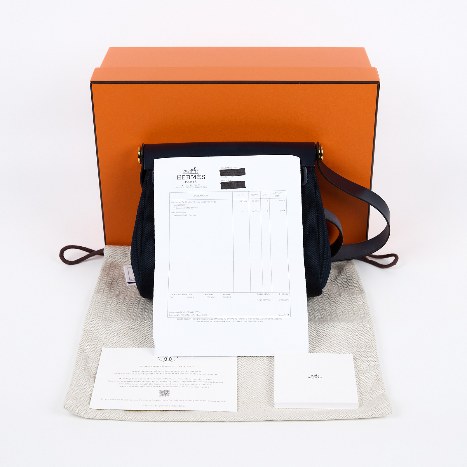 愛馬仕 Hermes Herbag Zip 20 金色五金 靛藍色 H086430CCAH /K TS 009 AU  原廠盒子/防塵袋/國外購買證明