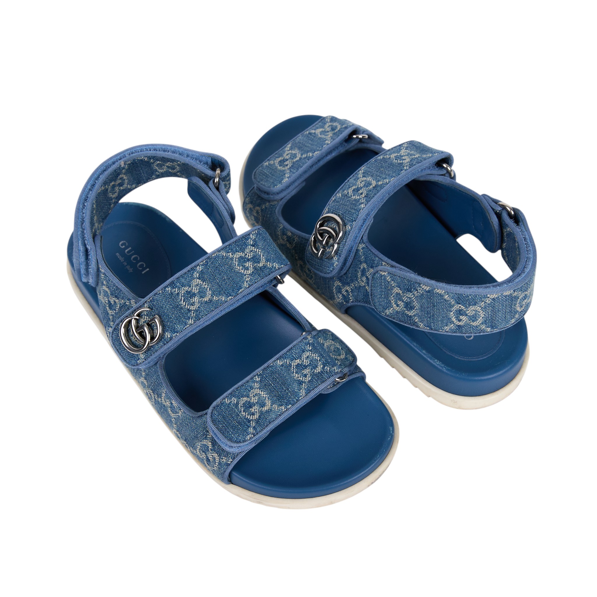 古馳 GUCCI GG 牛仔 涼鞋 拖鞋 771575 FACUO_37 藍牛仔勃肯鞋 無附屬品