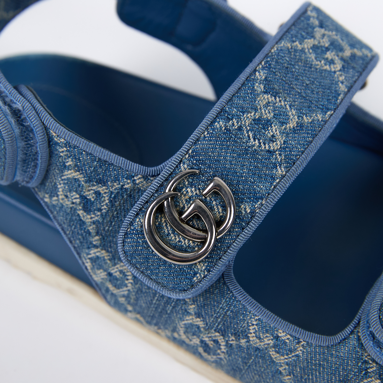 古馳 GUCCI GG 牛仔 涼鞋 拖鞋 771575 FACUO_37 藍牛仔勃肯鞋 無附屬品