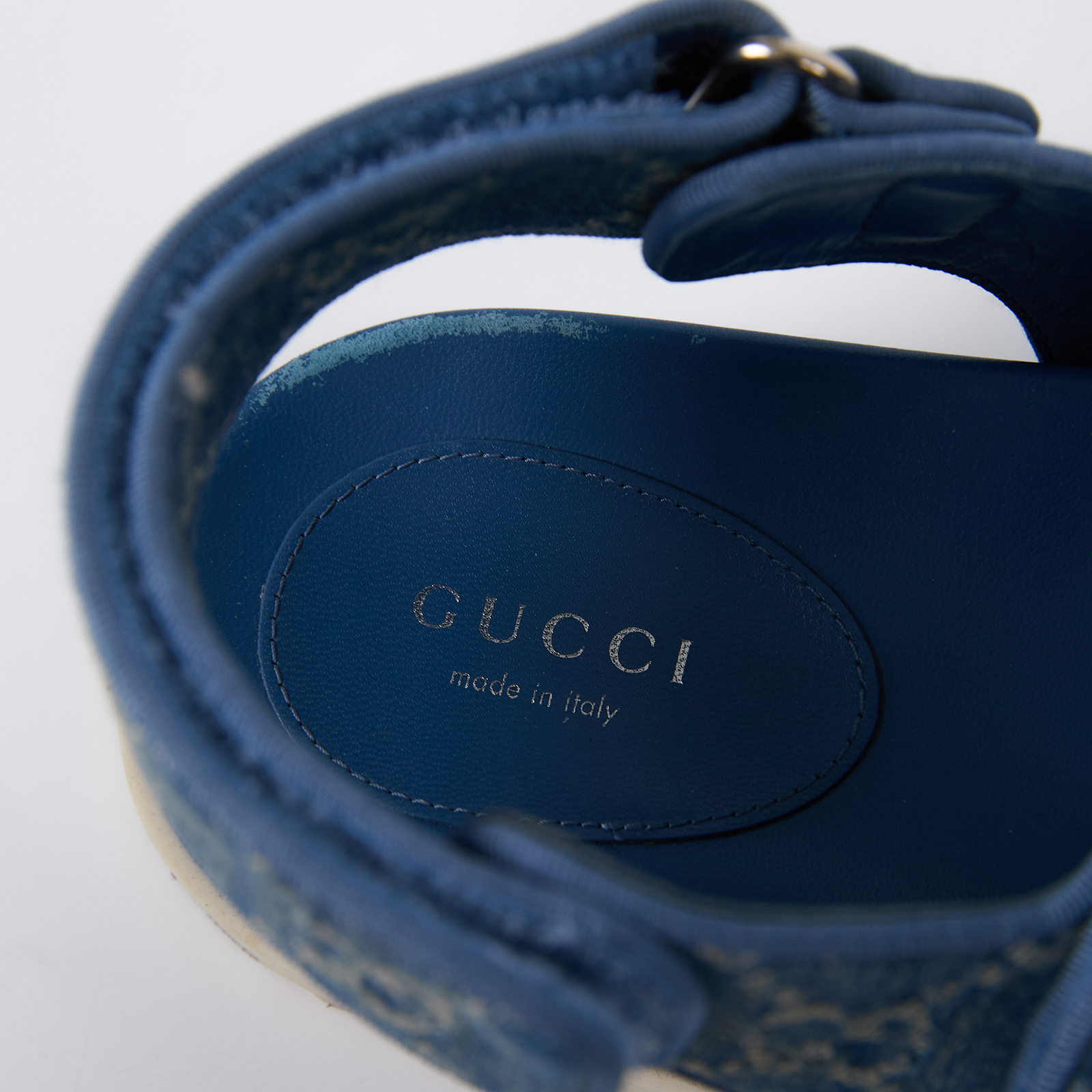古馳 GUCCI GG 牛仔 涼鞋 拖鞋 771575 FACUO_37 藍牛仔勃肯鞋 無附屬品