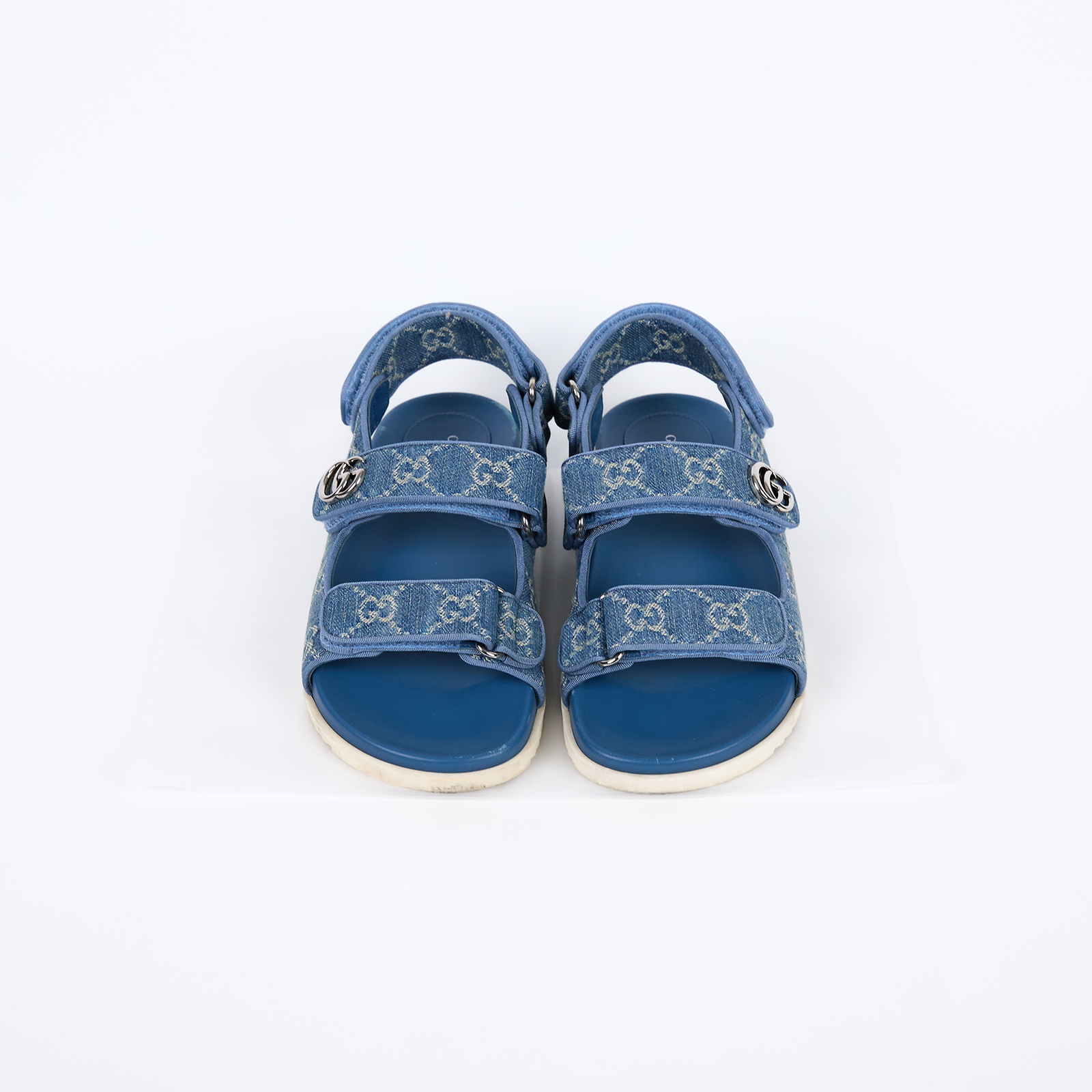 古馳 GUCCI GG 牛仔 涼鞋 拖鞋 771575 FACUO_37 藍牛仔勃肯鞋 無附屬品