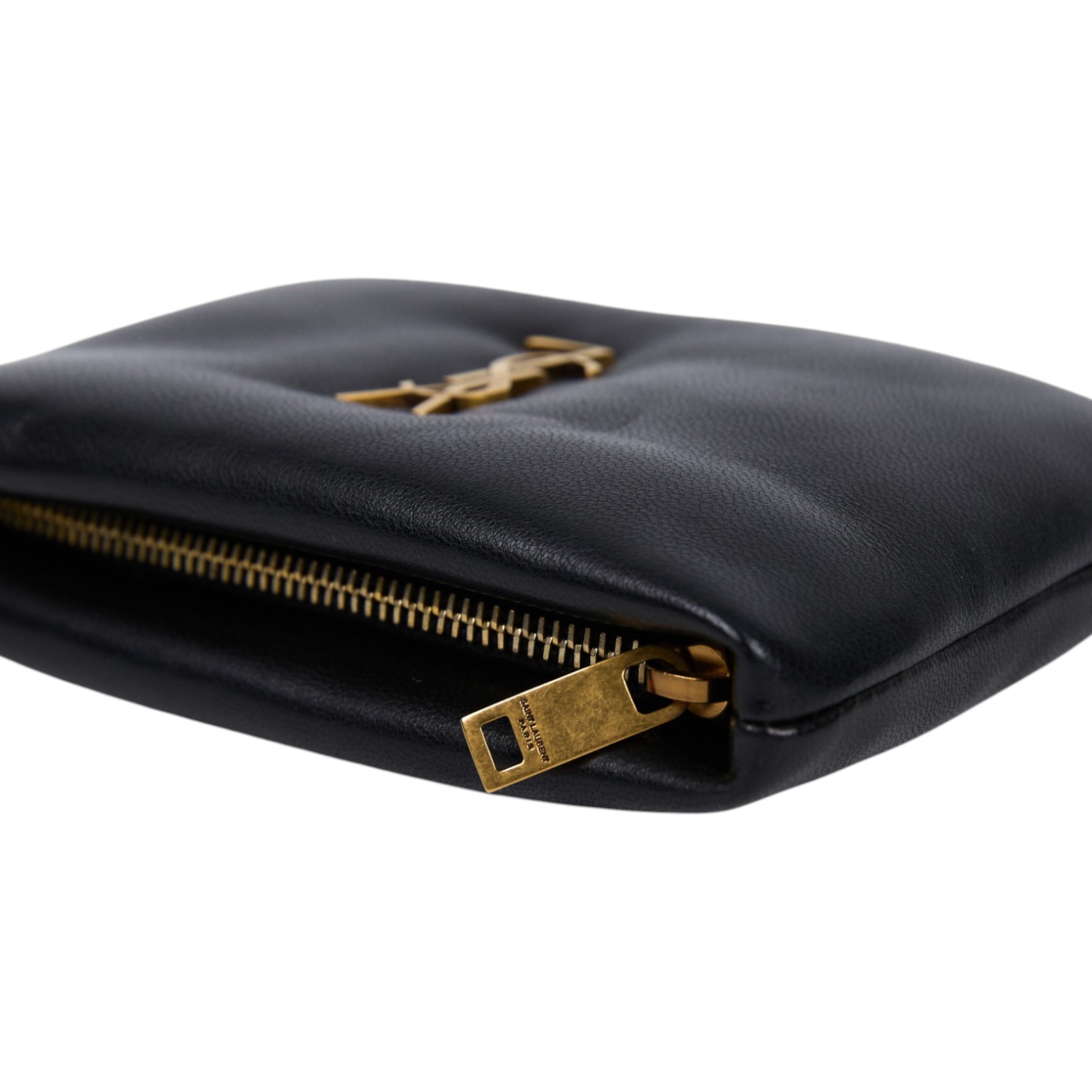 聖羅蘭 YSL SAINT LAURENT Calypso 拉鍊小錢包 迷你 778868AACX7 黑金羊皮零錢包 原廠盒子/防塵袋